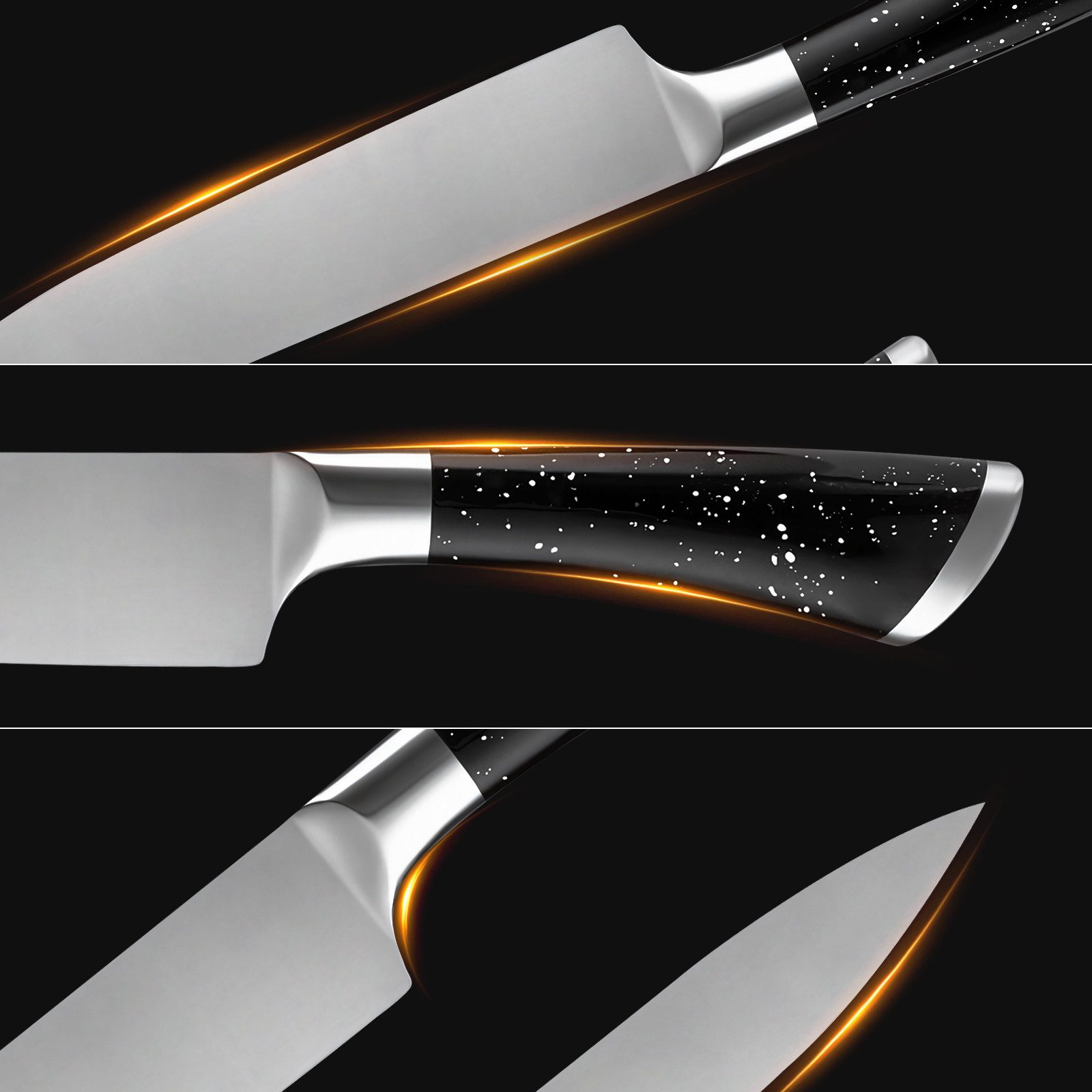 Fine Life Pro Messer-Set High Carbon Edelstahl Profi Kochmesser (Set, 7-tlg), Küchenmesserset mit Messerblock