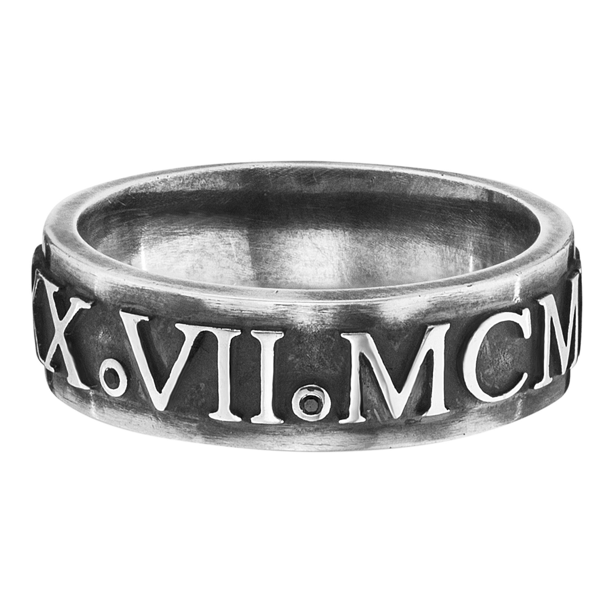 Fingerring 925/- Sterling Silber matt-oxidiert mit Spinell
