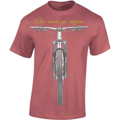 Baddery Print-Shirt Fahrrad T-Shirt : One Man One Engine - Sport Tshirts Herren, hochwertiger Siebdruck, auch Übergrößen, aus Baumwolle