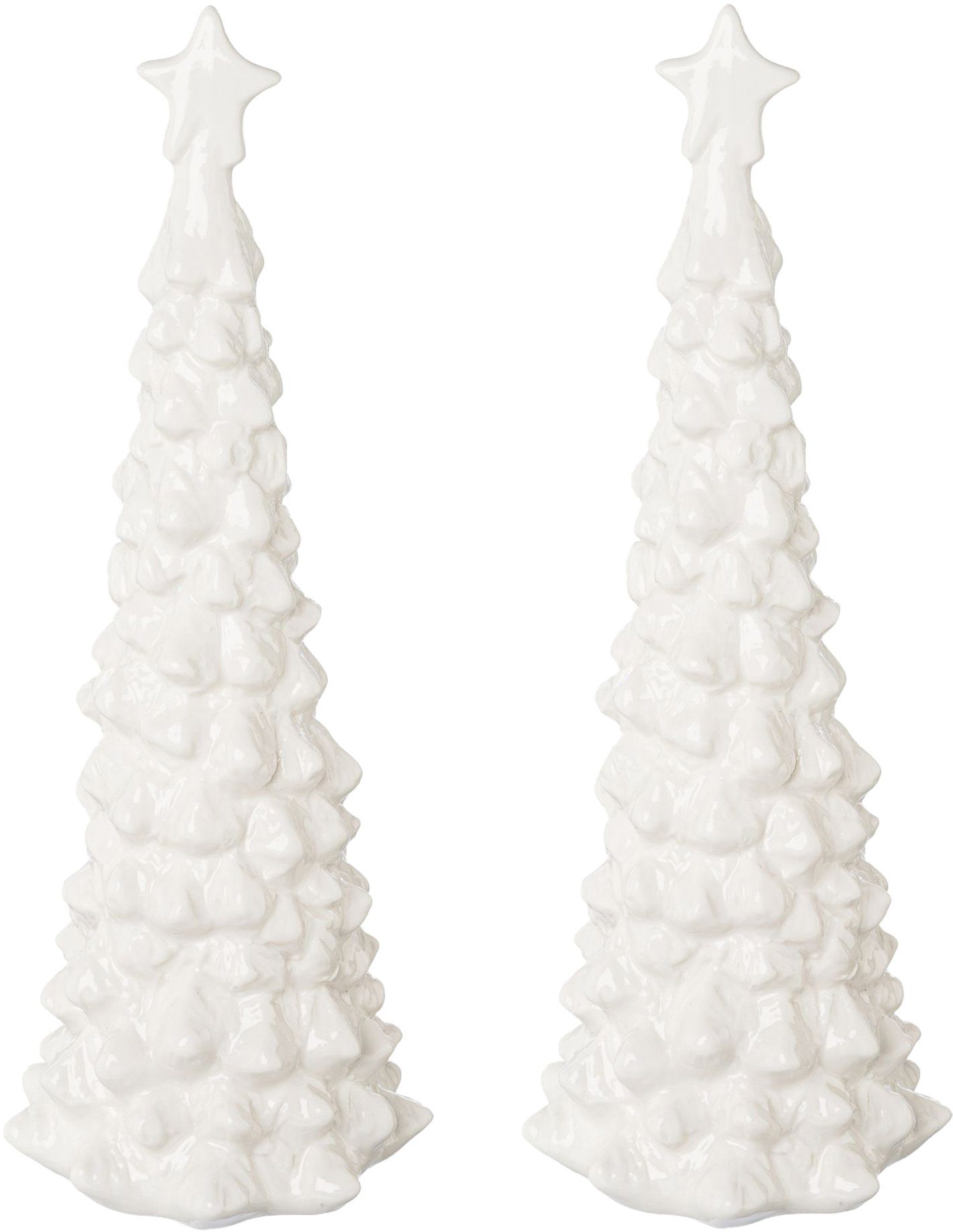 Creativ light Dekobaum Weihnachtsdeko (Set, 2 St), Tannenbaum aus Keramik, Höhe ca. 25 cm