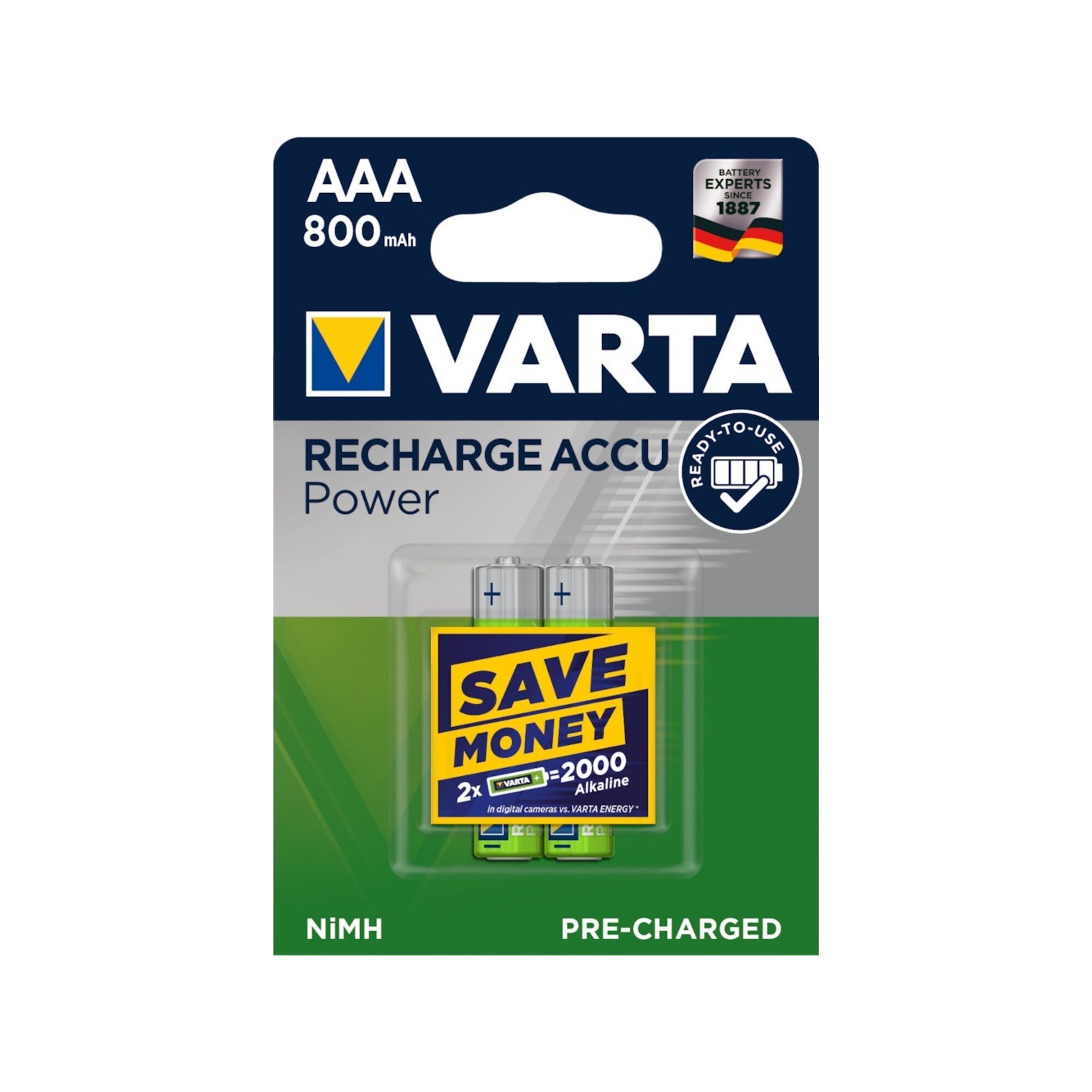 VARTA Varta Akkuzelle 1,2 V 800 mAh R03-AAA-Micro HR03 2 Akku