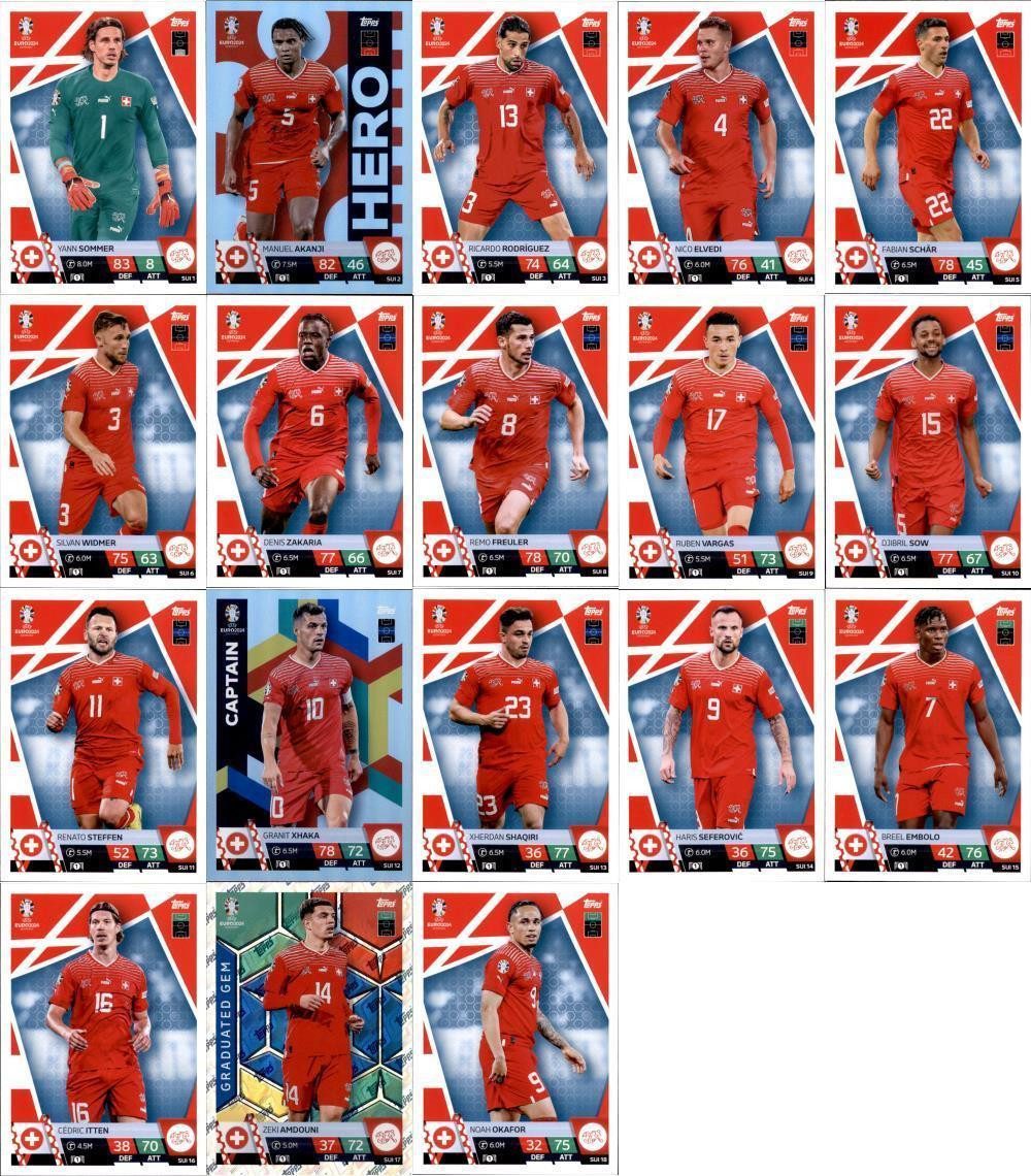 Topps Sammelkarte Match Attax UEFA EURO 2024 Germany - Mannschaftspaket - Schweiz