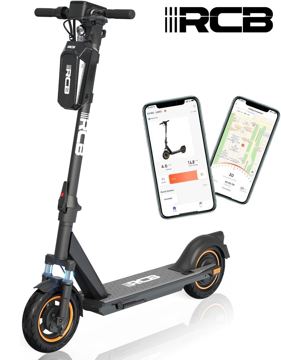 RCB TECH E-Scooter mit Straßenzulassung (ABE), max. 20km/h, bequeme Stoßdämpfung, faltbar, 20,00 km/h, (1 tlg), mit Straßenzulassung