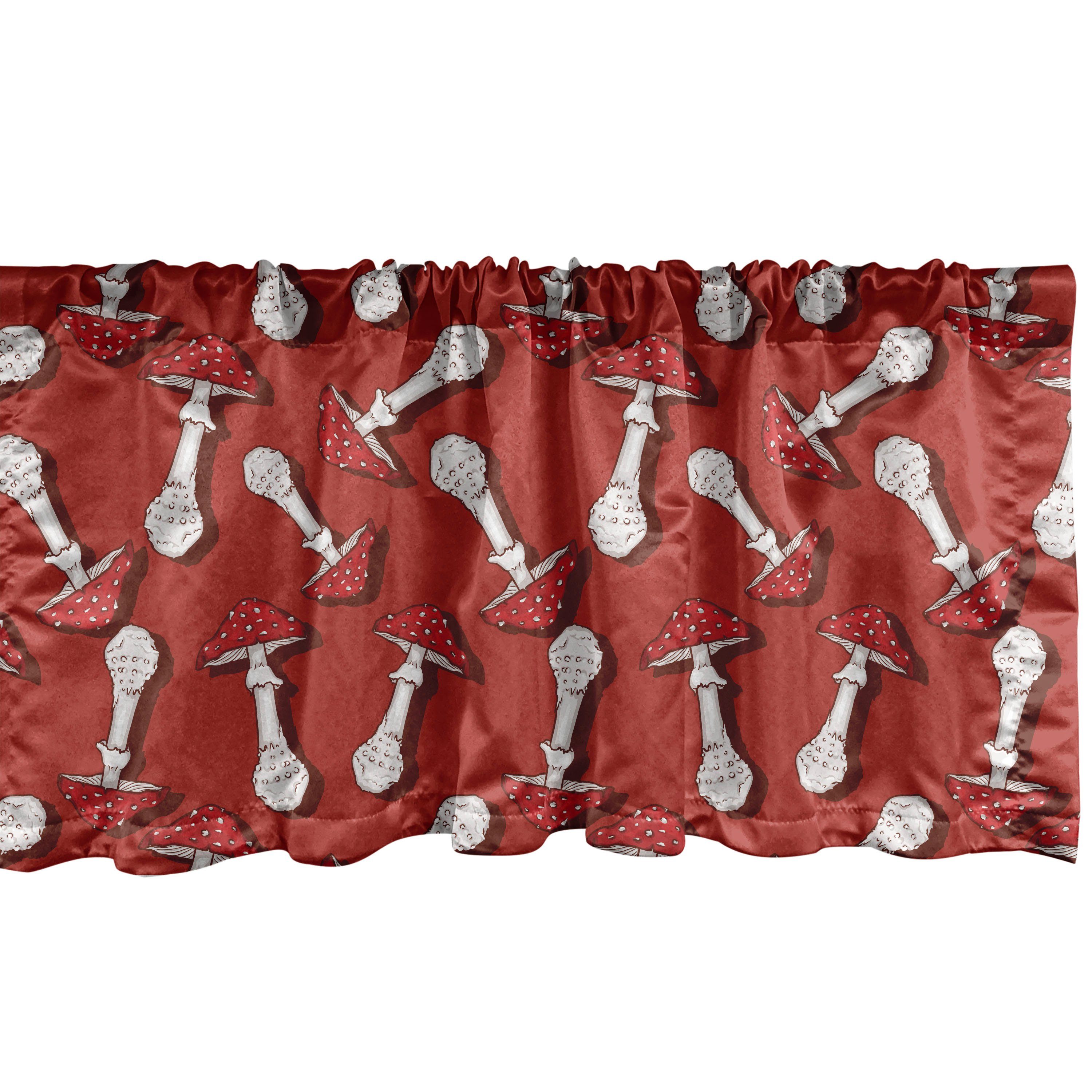 Scheibengardine Vorhang Volant für Küche Schlafzimmer Dekor mit Stangentasche, Abakuhaus, Microfaser, Pilz Psychedelische Amanita