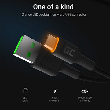 Green Cell USB-A - microUSB-Kabel 2m orange LED Quick Charge 3.0 Stromkabel, USB Typ-A, Micro USB