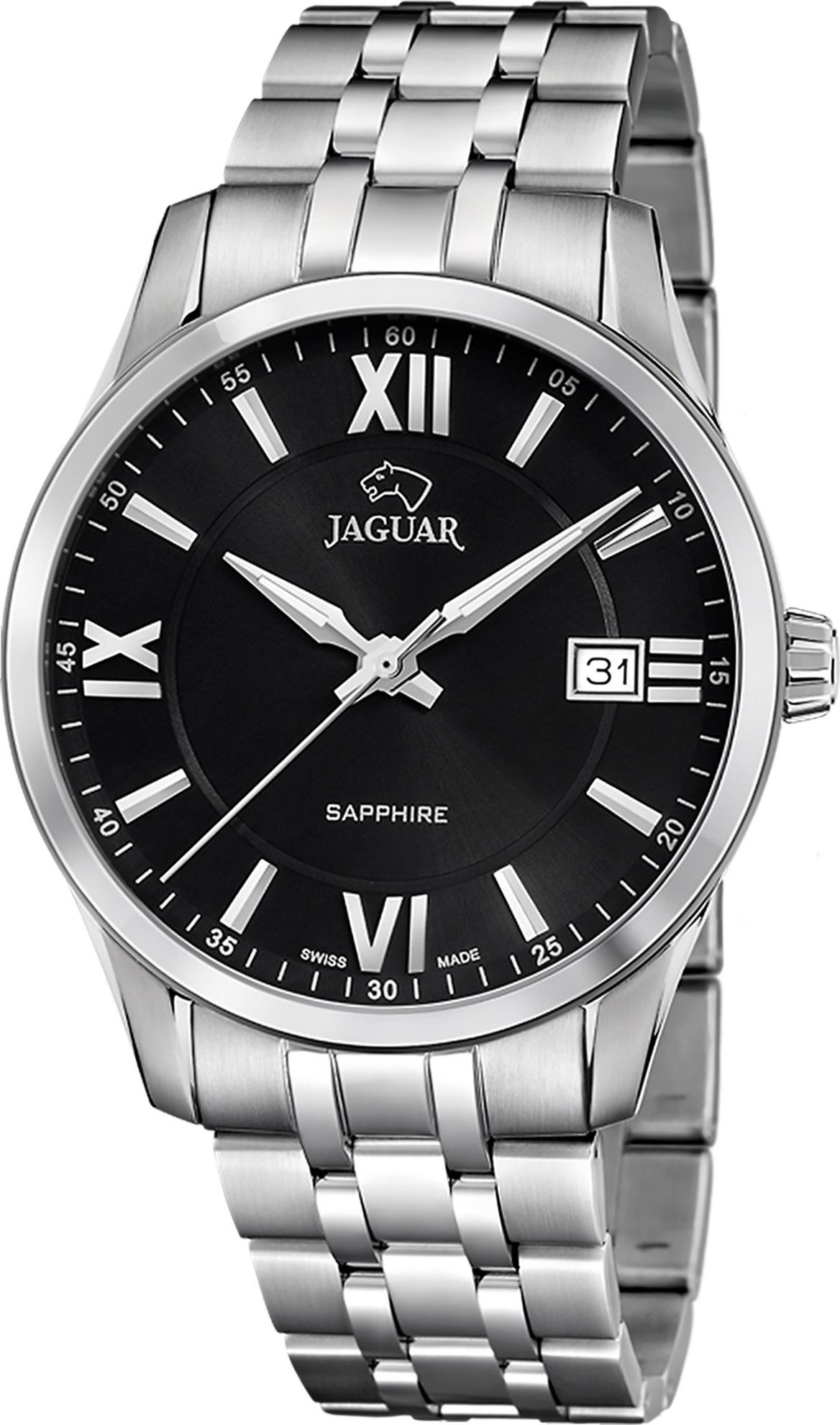 JAGUAR Quarzuhr Jaguar Herrenuhr Edelstahl silber Jaguar, (Analoguhr), Herren Armbanduhr rund, Edelstahlarmband silber