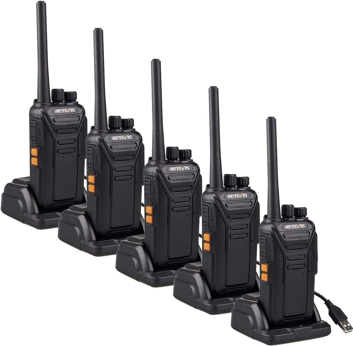 Retevis Walkie Talkie RT27Funkgerät,16 Kanäle CTCSS/DCS VOX,Lizenzfrei,für Baustelle (5 STK)