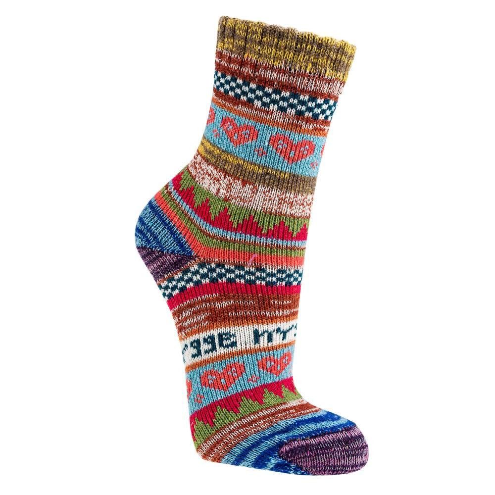 HomeOfSocks Socken Bunte Baumwollsocken Skandinavisches Design 3er Pack Baumwollsocken Fröhlich Bunten Muster Druckarmer Zehennaht