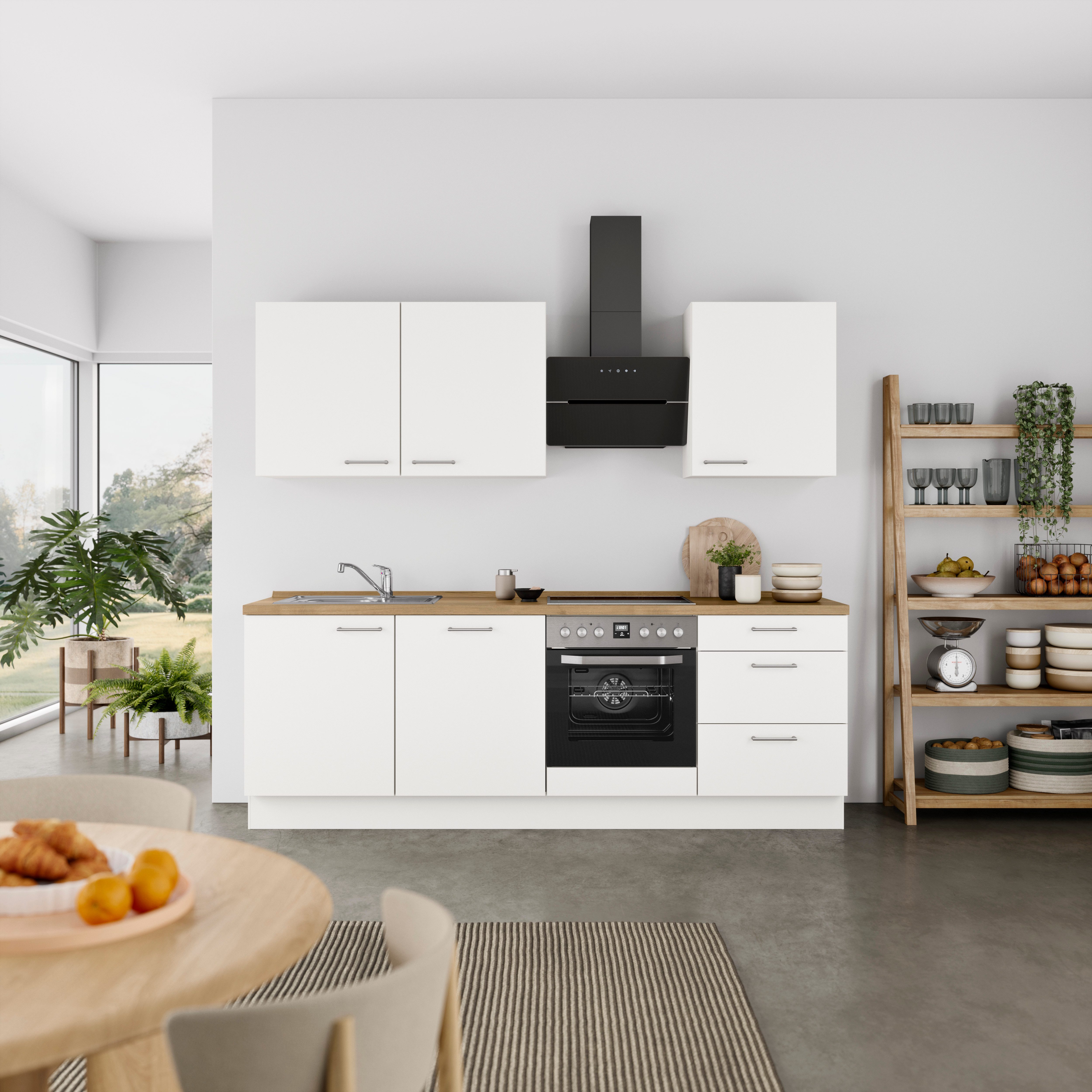nobilia® Küchenzeile "Laser II", NEU: individuell anpassbar mit gratis Profi-Beratung, vormontiert, 240 cm breit, optional mit verschiedenen E‑Geräte-Sets