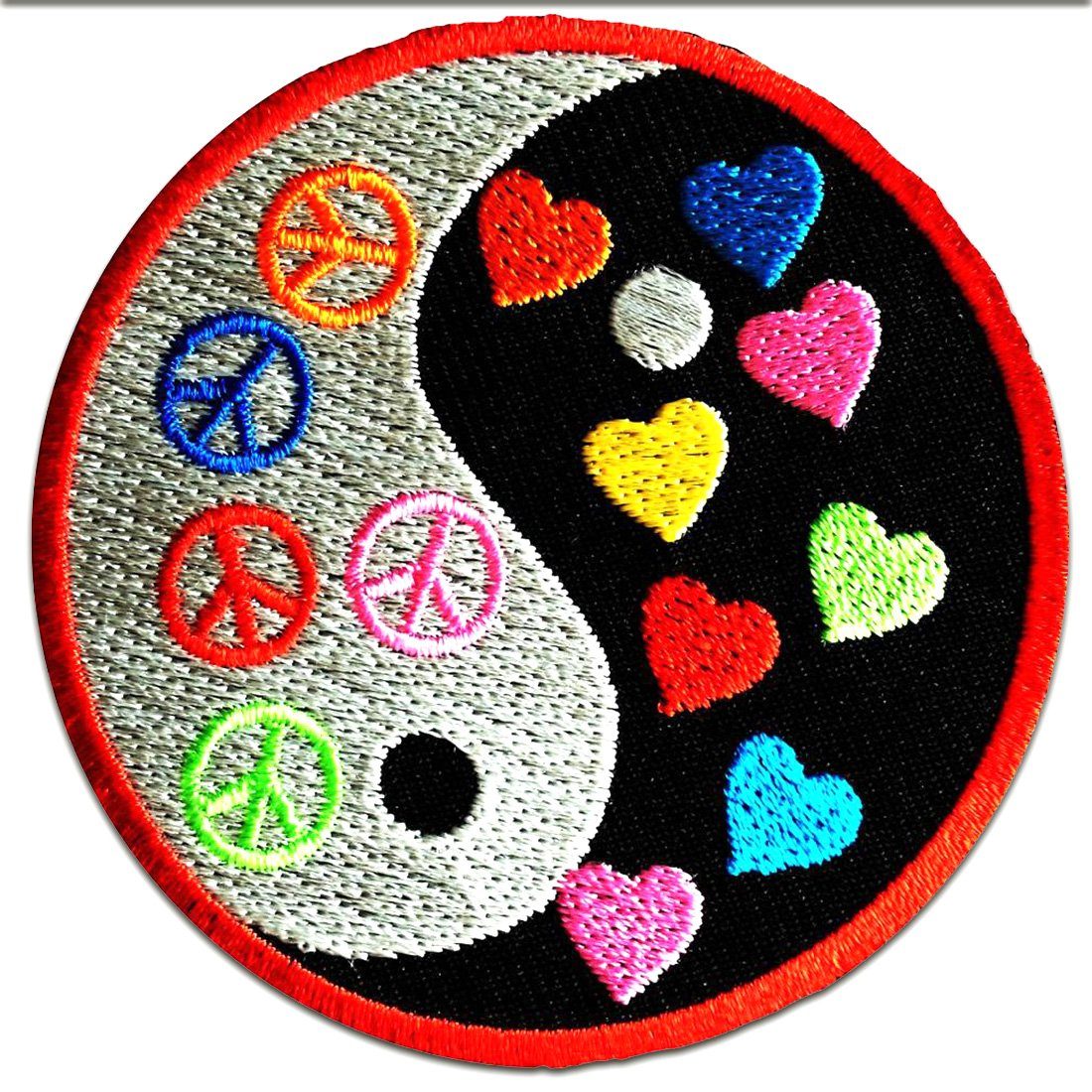 Catch the Patch Aufnäher Bügelbild, Aufbügler, Applikationen, Patches, Flicken, zum aufbügeln, Polyester, Yin Yang Peace Frieden - Größe: Ø 7,5 cm