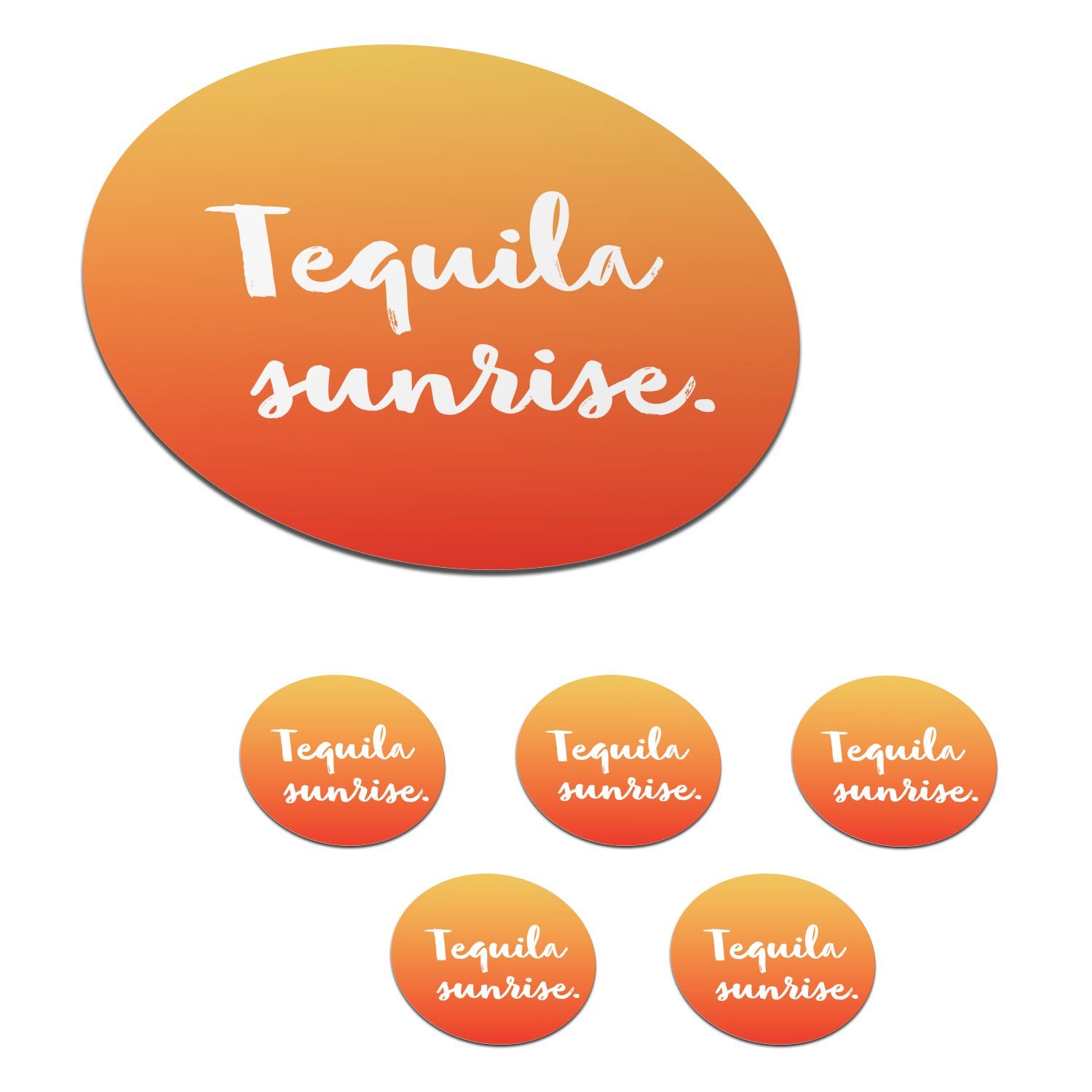 MuchoWow Glasuntersetzer Tequila sunrise - Text - Cocktail - Zitate - Orange, Zubehör für Gläser, 6-tlg., Getränkeuntersetzer, Tassenuntersetzer, Korkuntersetzer, Tasse, Becher