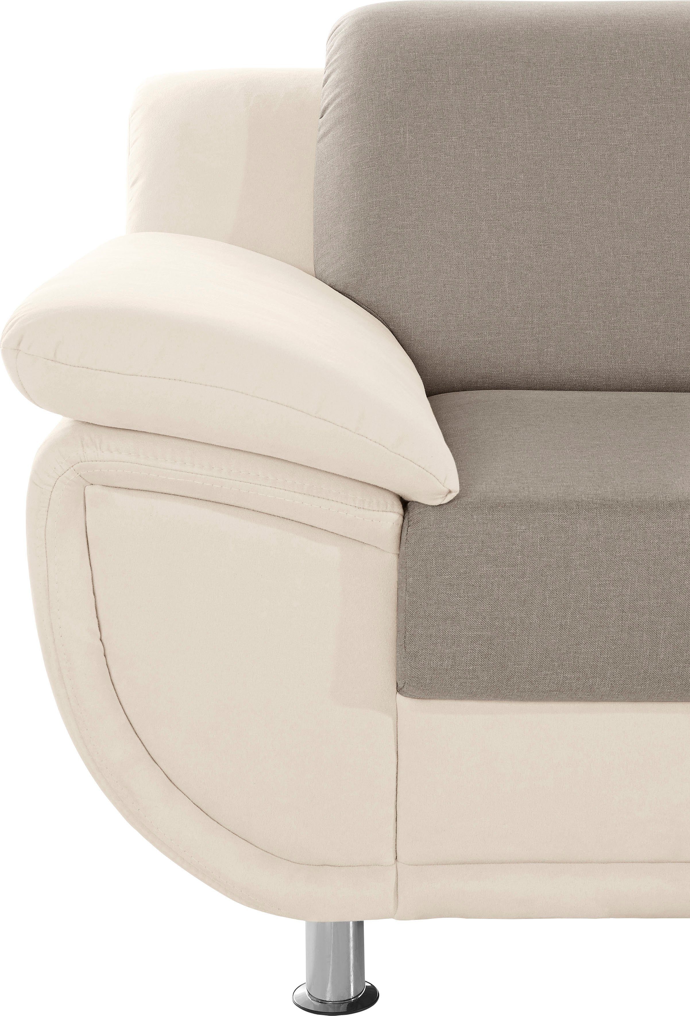 TRENDMANUFAKTUR 3-Sitzer Rondo III 207 cm, modern, bequem, Materialmix, Chromfüße, wahlweise mit Federkern, extrabreite Armlehnen zum Relaxen – Bild 4 von 5