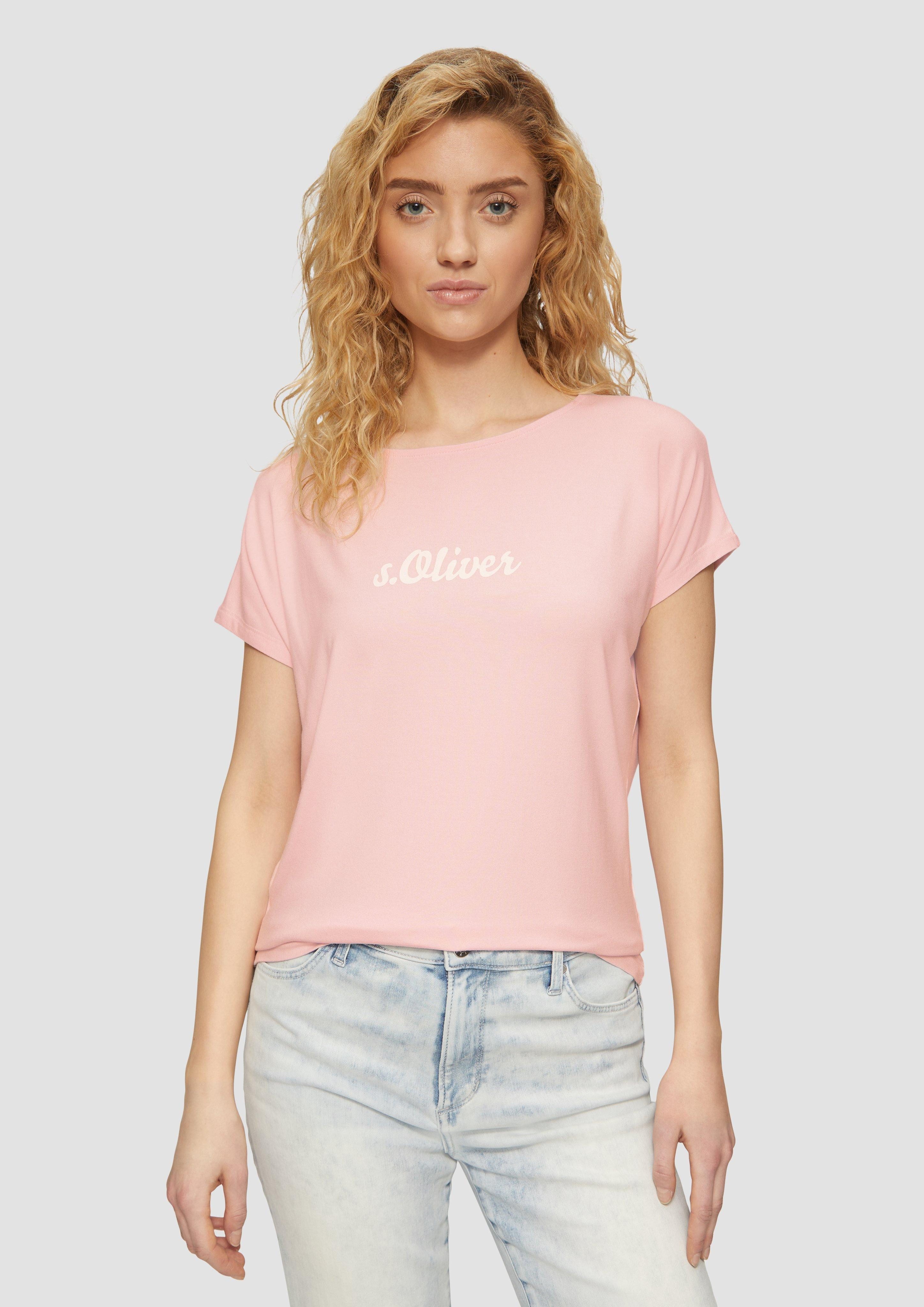 s.Oliver Kurzarmshirt Fließendes Jersey-Shirt mit Artwork günstig online kaufen