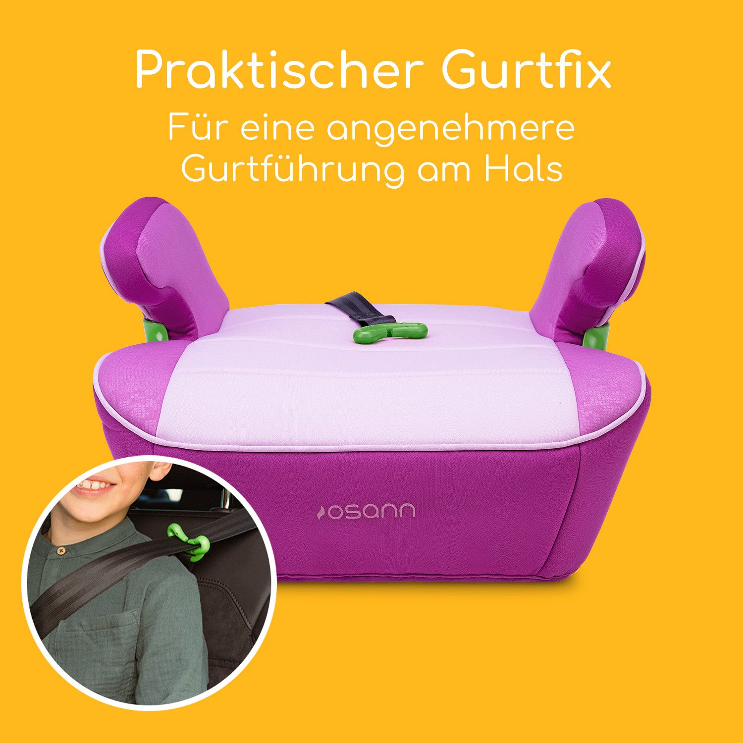 Osann Kindersitzerhöhung Junior Isofix Gurtfix i-Size, ab: 7 Jahren, bis: 12 Jahre, ab: 126 cm, bis: 150 cm, Sitzerhöhung Auto Kinder mit Isofix ab 126cm, Sitzschale, Booster
