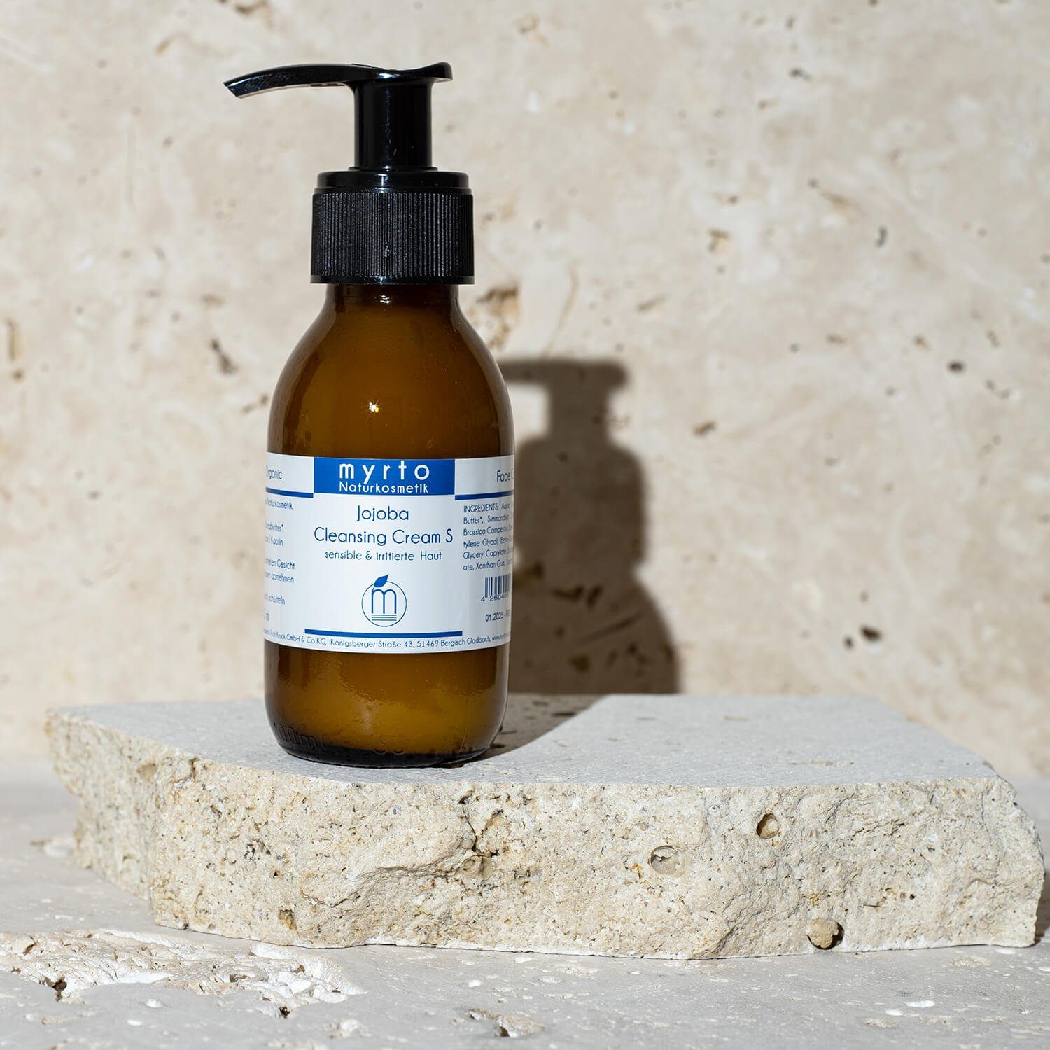 myrto Naturkosmetik Gesichts-Reinigungscreme Bio Jojoba Cleansing Cream S - für sensible & irritierte Haut, hautklärend, reinigt sanft, schützt die Hautbarriere, Glasflasche