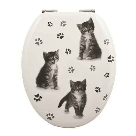 spirella WC-Sitz KITTY, Toilettendeckel MDF, Hochglanz, mit Absenkautomatik, hochwertige und solide Qualität, Motiv "Kitty"