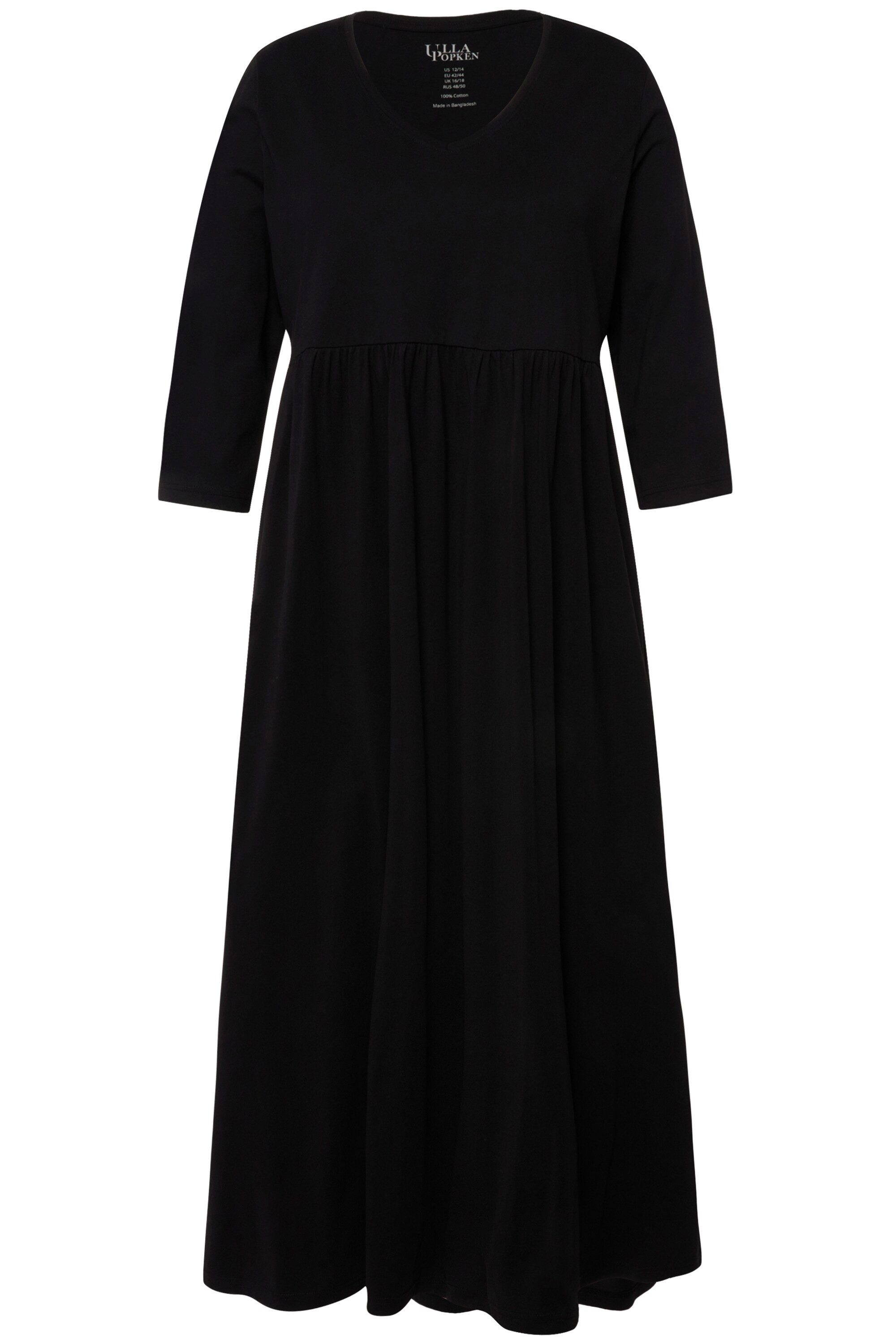 Ulla Popken Maxikleid Jerseykleid Empirenaht V-Ausschnitt günstig online kaufen