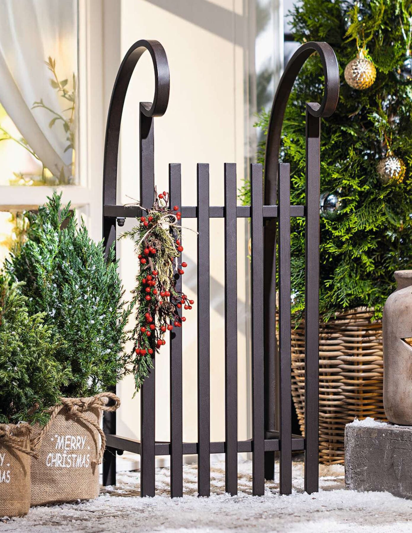 Dekoleidenschaft Weihnachtsfigur großer Schlitten "Klassik" Metall braun, D günstig online kaufen