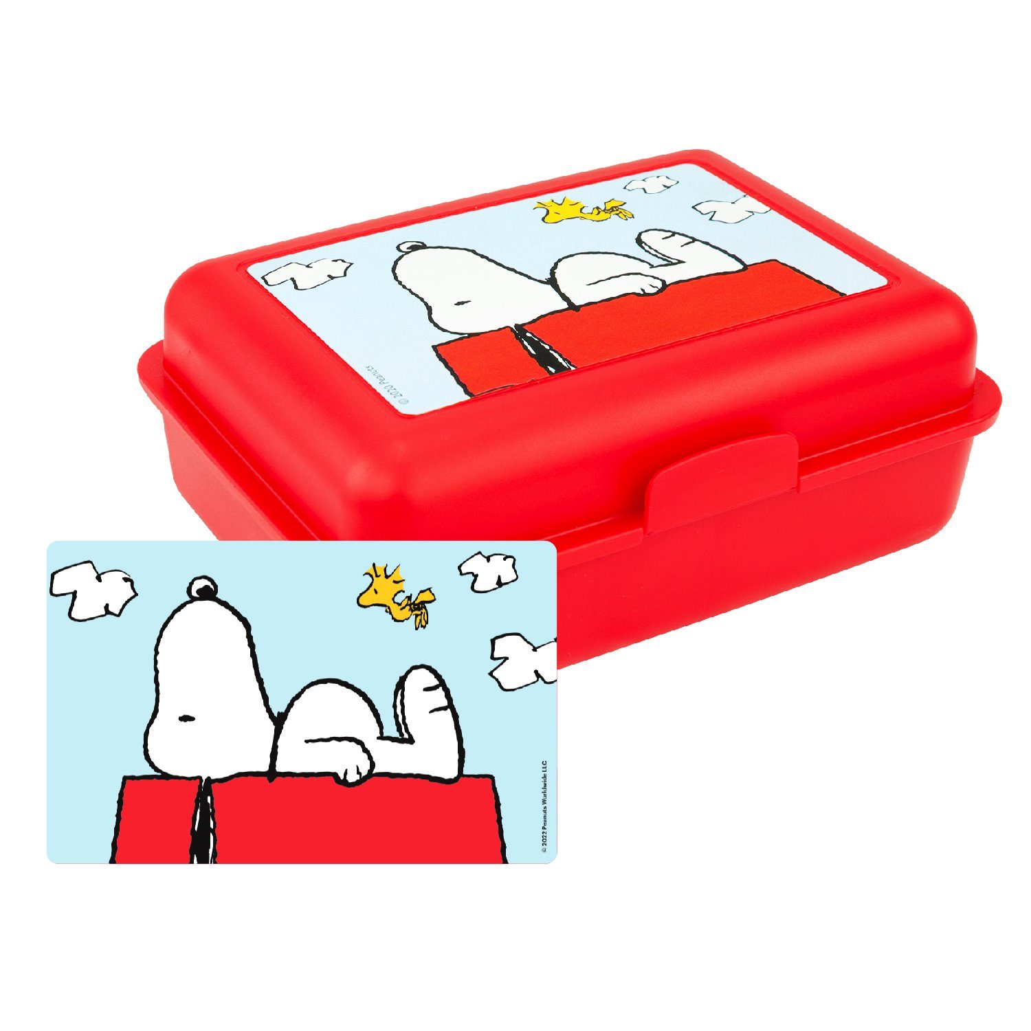 United Labels® Lunchbox The Peanuts Brotdose mit Trennwand - Snoopy Rot, Kunststoff