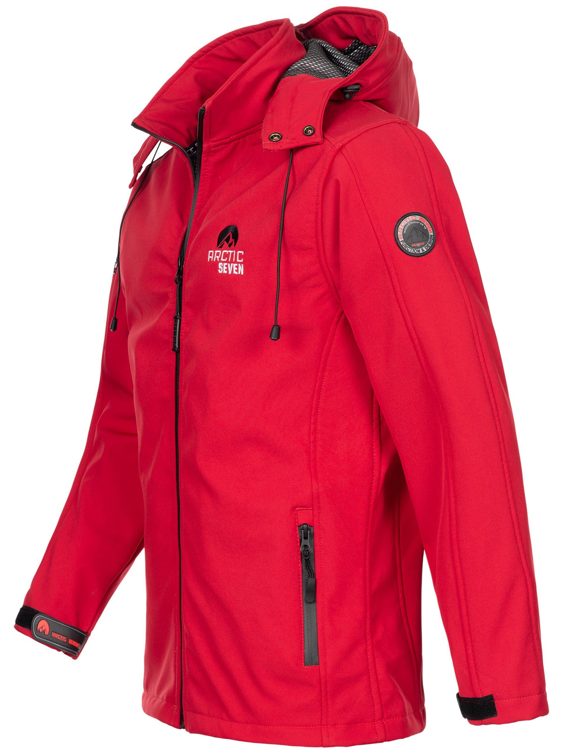 sportliche ASAdventuraa Kapuze Softshelljacke Outdoorjacke Seven abnehmbarer Arctic Rot mit