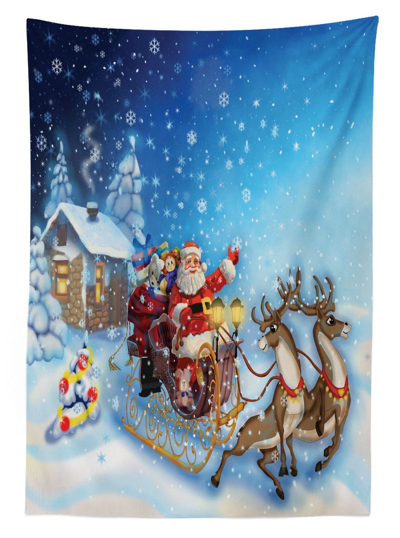 Abakuhaus Tischdecke Farbfest Waschbar Sankt den Außen im Bereich Pferdeschlitten Spielzeug Weihnachten Farben, Klare Für geeignet