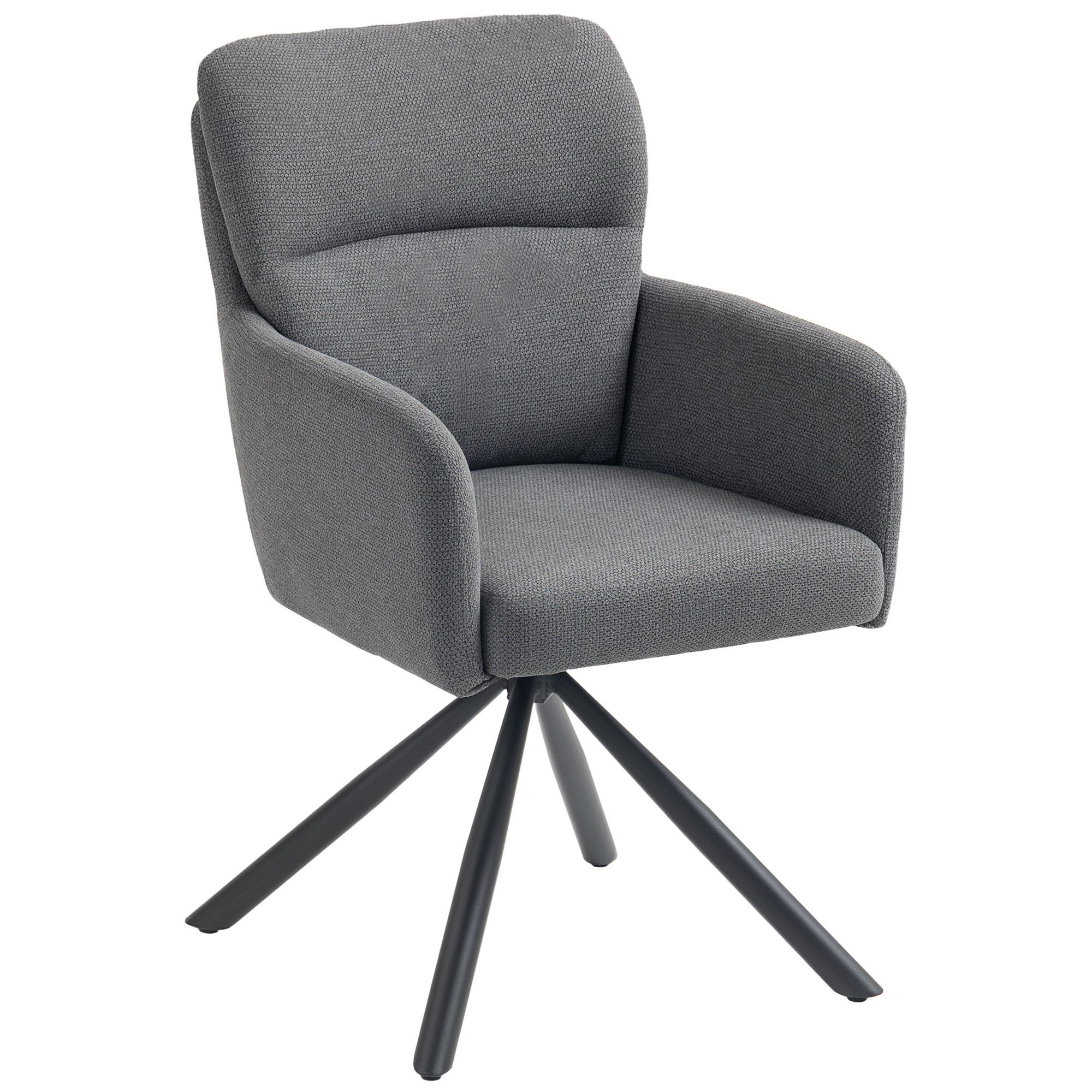 HOMCOM Esszimmerstuhl Ergonomisch Drehstuhl, mit Armlehne, Rückenlehne, Polsterstuhl (360° Drehbar Küchenstuhl, 1 St), für Esszimmer Wohnzimmer, Grau – Bild 2 von 5