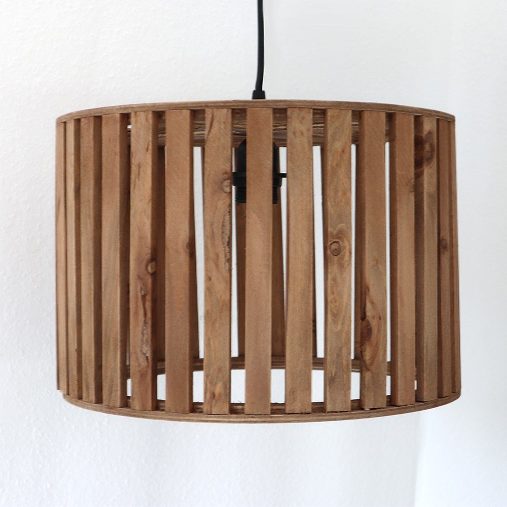 Deckenlampe D35cm WEST COAST Grafelstein Hängeleuchte mit braun Holzstreben aus Holz