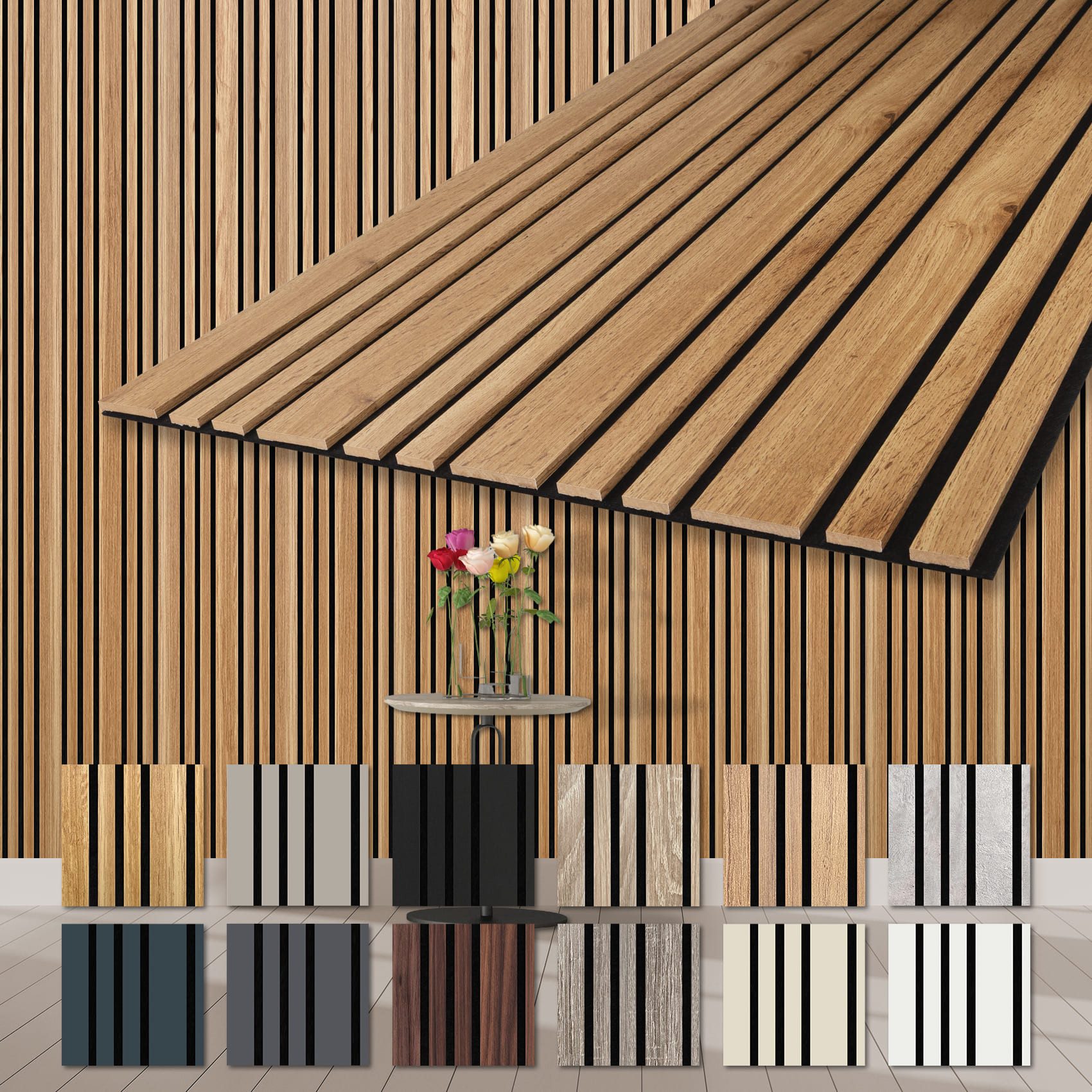 Hexim Wandpaneel, (Akustikpaneele 6 Stück 278x60cm Holz Mila - flexible Hol günstig online kaufen