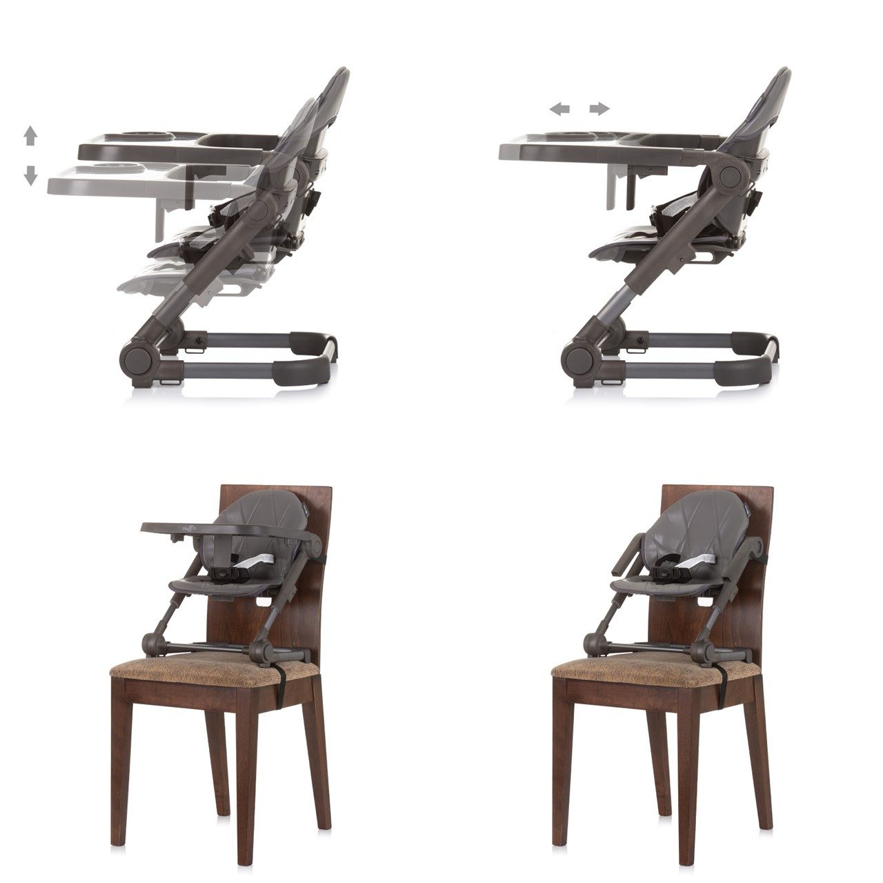 Chipolino Stuhl Kinderstuhl, Booster Muffin, klappbar, Gurt, höhenerstellbar, Tablett