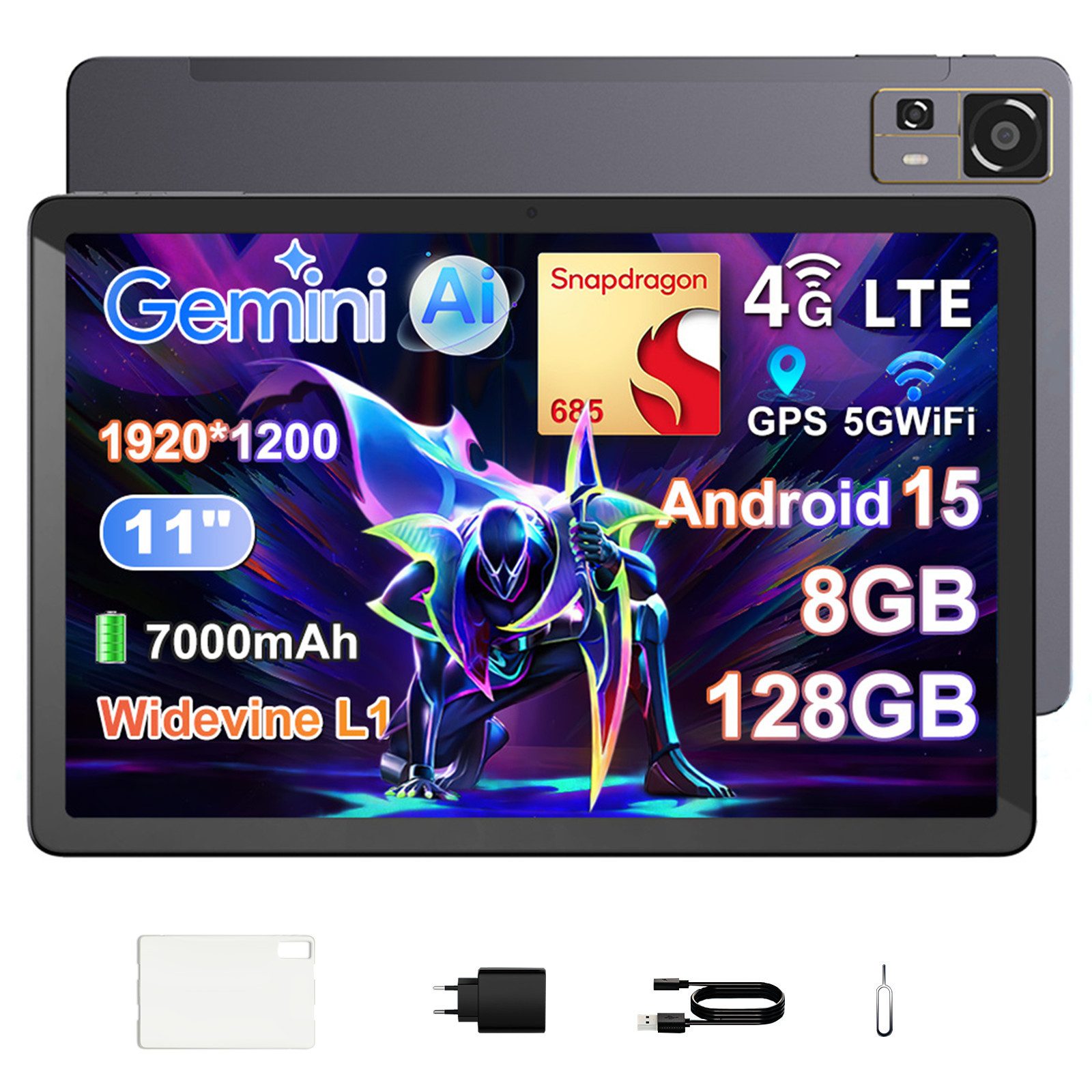 CHUWI AuPad, 4G LTE, 8GB RAM, 128GB ROM, Android 15, Snapdragon 685 Tablet (10.95", 128 GB, Android 15, 4G LTE, Snapdragon 685 Tablet PC, FHD IPS 2K Display,Triple Cameras)