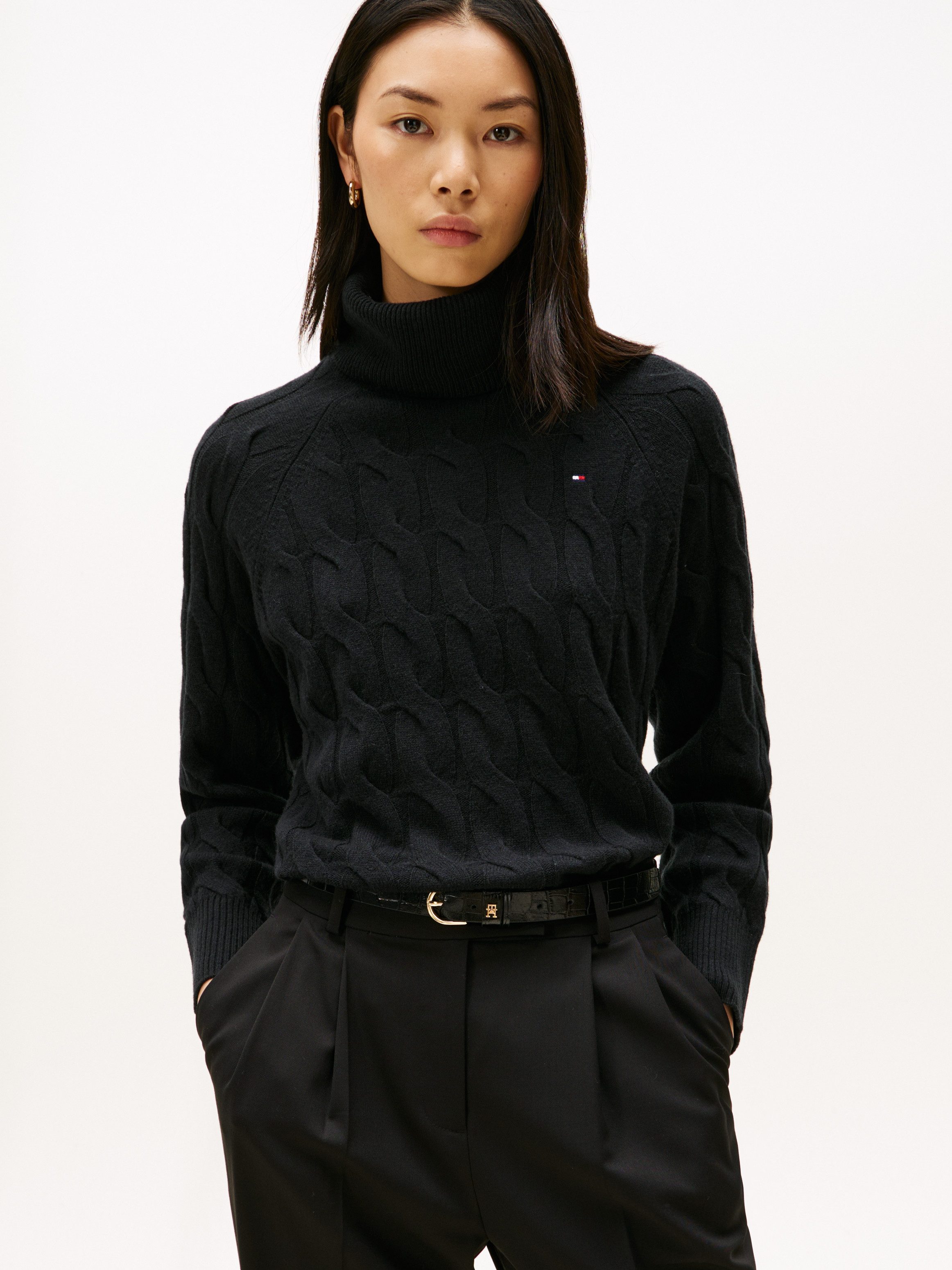 Tommy Hilfiger Rollkragenpullover SOFT WOOL CABLE günstig online kaufen
