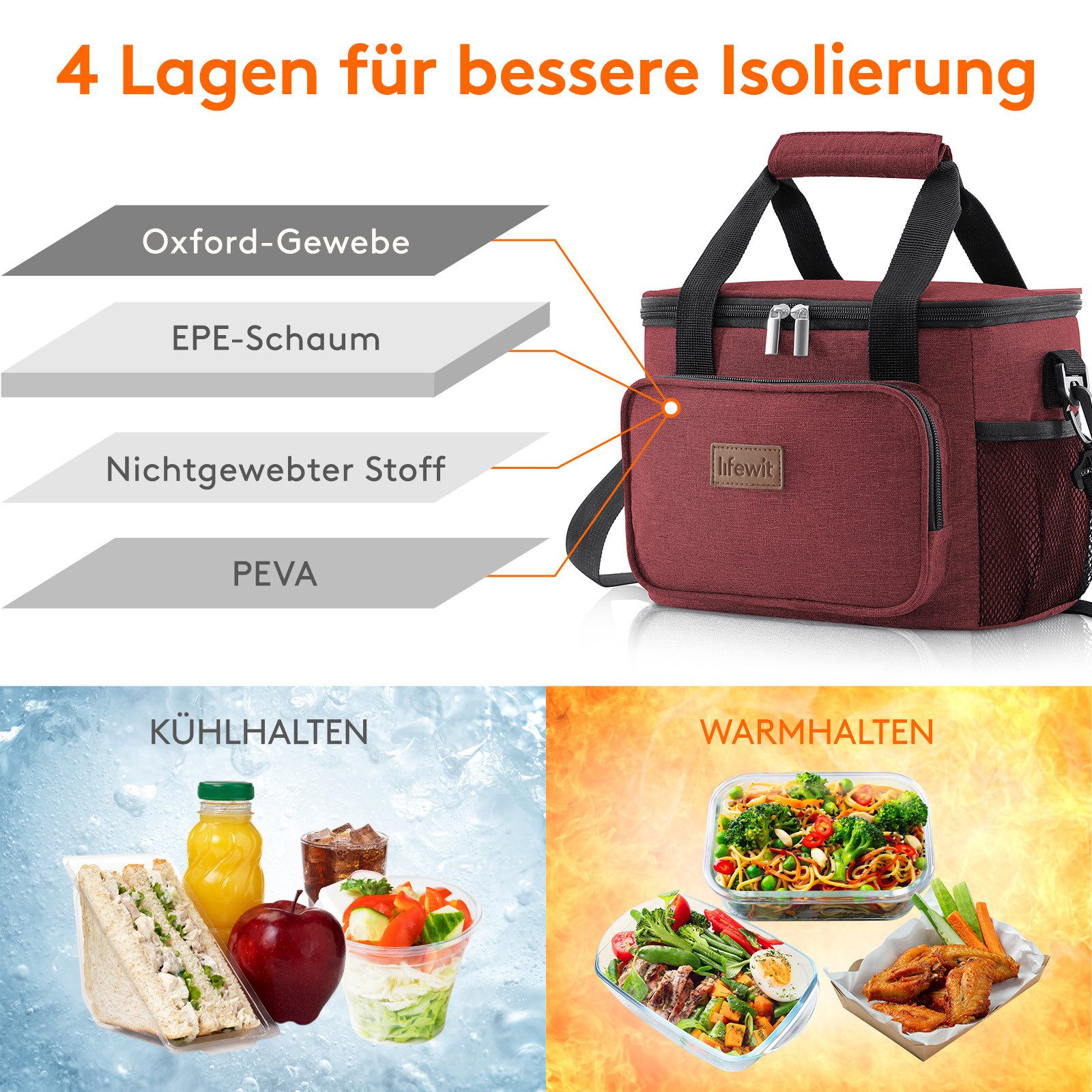 Lifewit Picknicktasche Kühltasche klein unterwegs, Isolierte Cooler Bag Lun günstig online kaufen