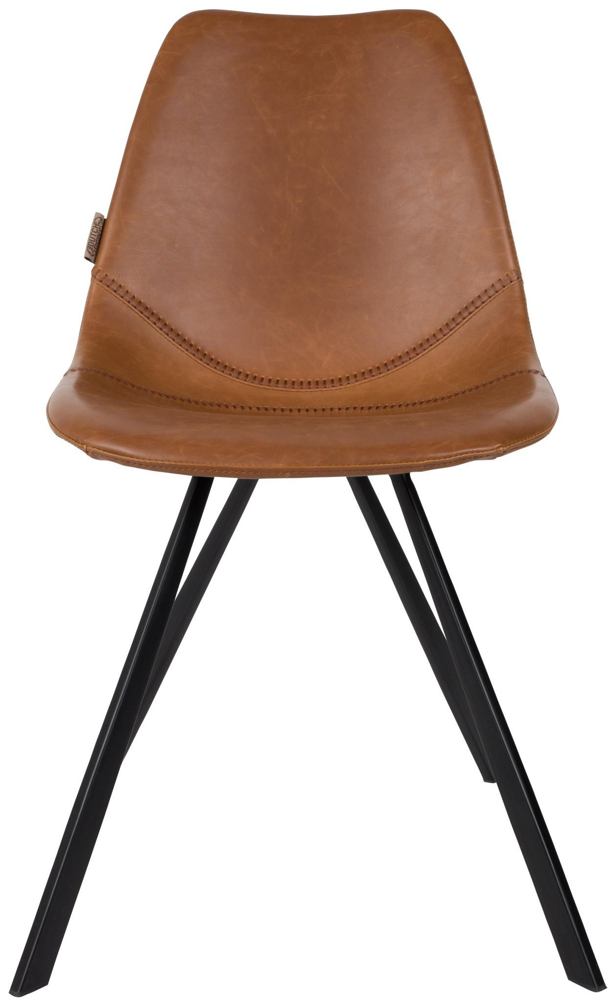 Dutchbone Schalenstuhl Esszimmerstuhl FRANKY Kunstleder Vintage braun von DutchBone