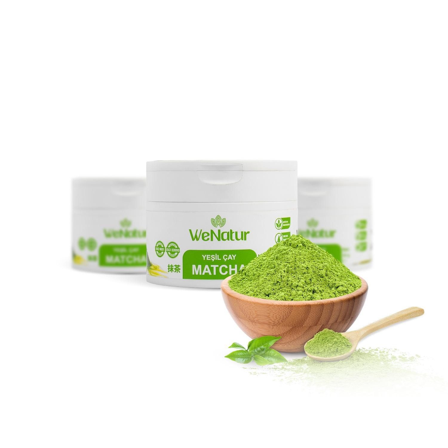 We_Natur Tee Grüner Matcha–Fein gemahlenes Matcha Pulver für vielseitige Verwendung, 50 g, Ohne Zusatzstoffe, 100 % reines Matcha-Pulver.