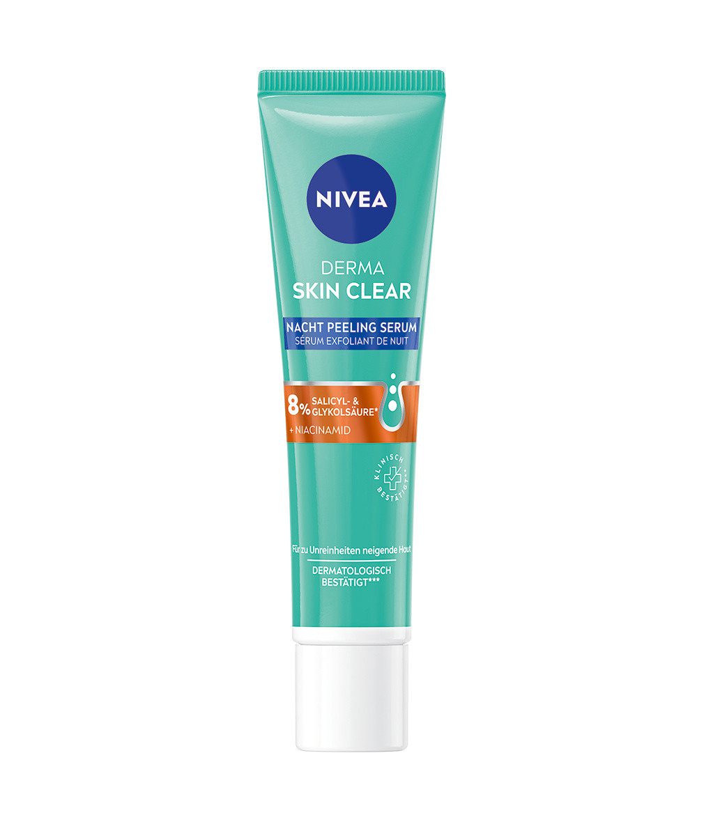 Nivea Gesichtspeeling Derma Skin Clear Nacht Peeling Serum, 3 x 40ml, 3-tlg., Gesichtsreinigung