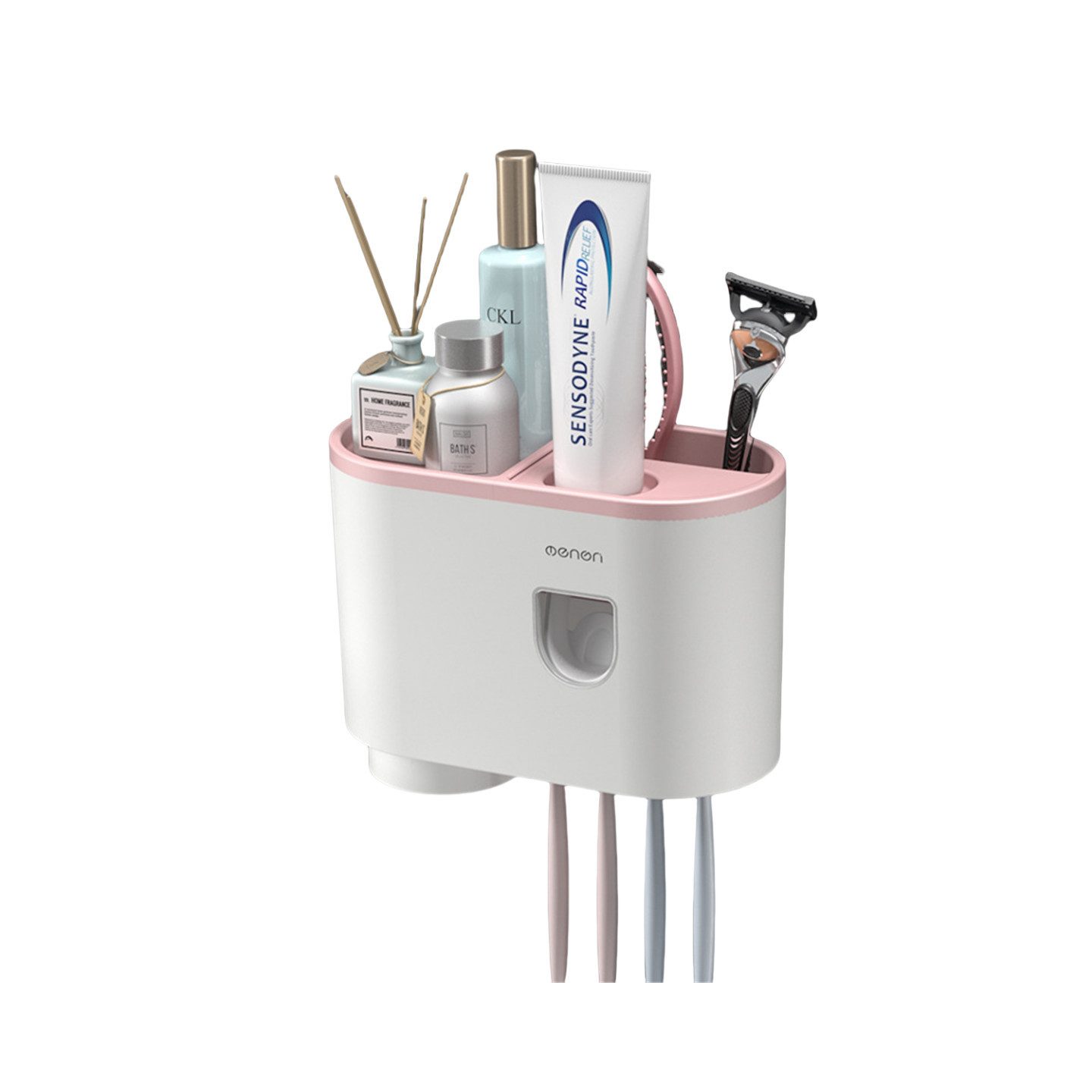 RefinedFlare Aufbewahrungsdose Badezimmer-Zahnbürstenhalter zur Wandmontage, platzsparender Zahnpastaspender, Quetschset für