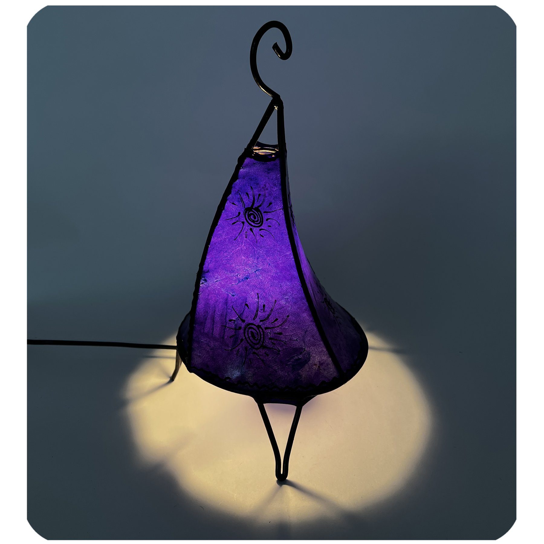 SIMANDRA Stehlampe Tissir Sonne 36 cm, Ambilight, ohne Leuchtmittel, Warmweiß, marokkanische Lederlampe