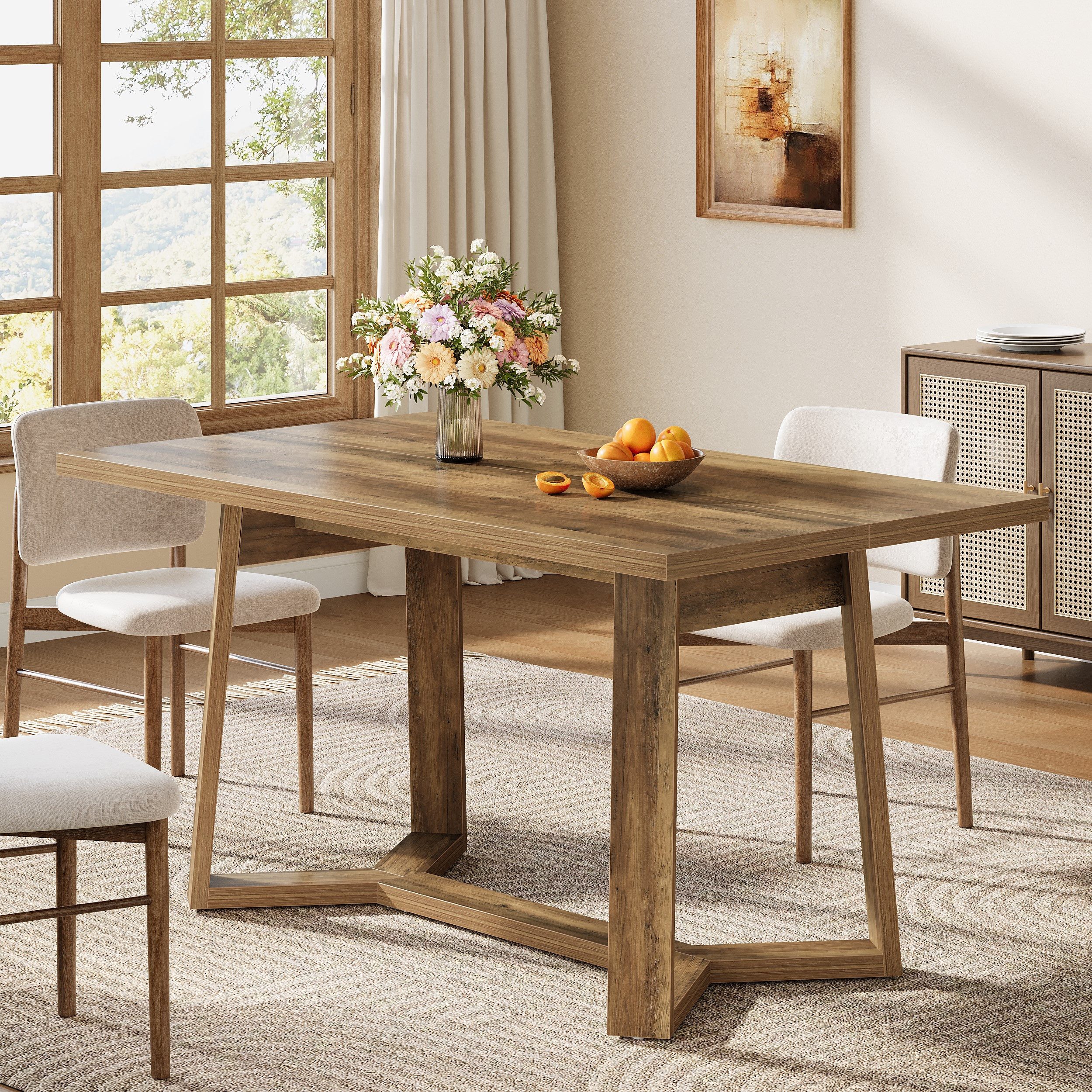 Tribesigns Esstisch 120 cm rechteckiger Esstisch, Bauernhaus-Küchentisch fü günstig online kaufen