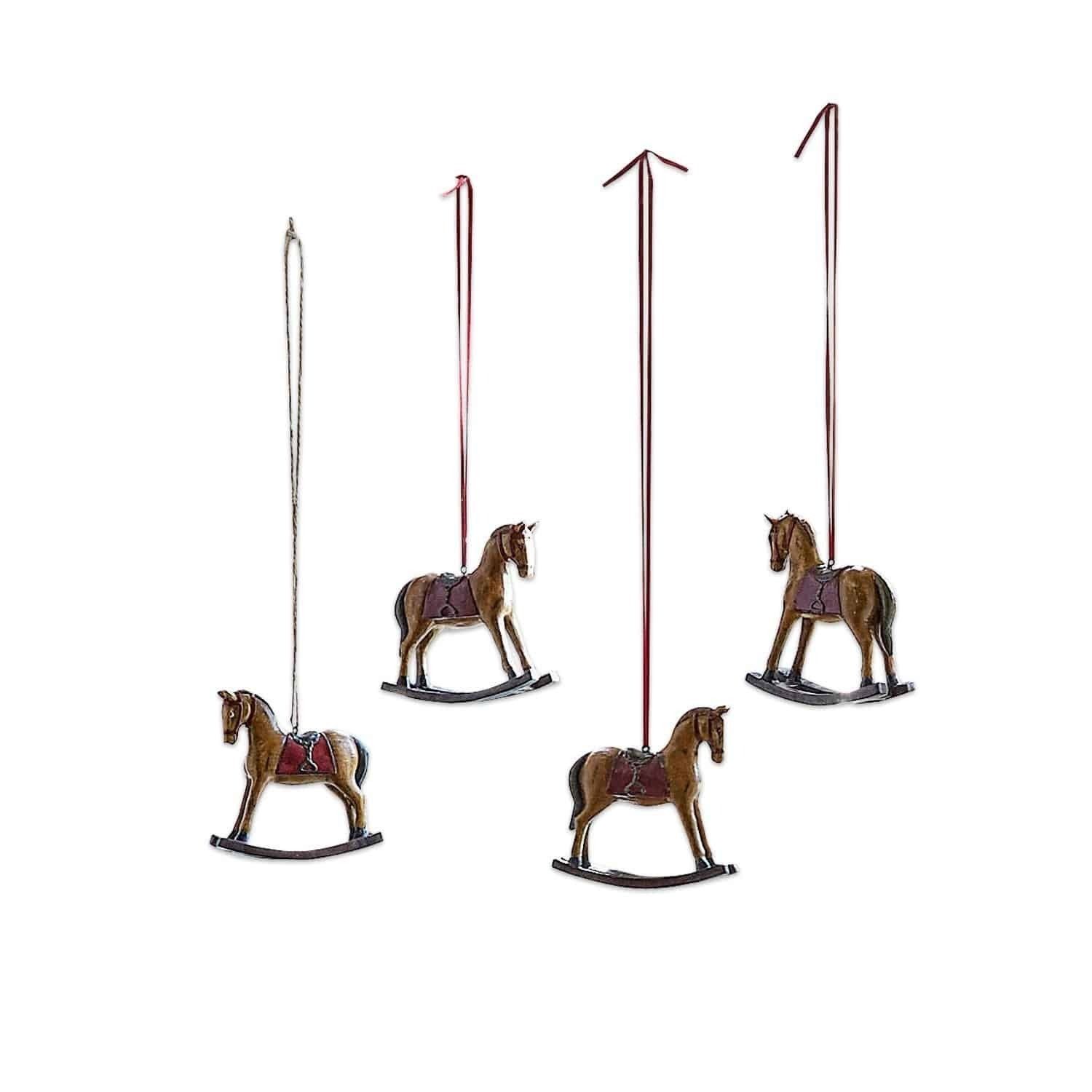 Christbaumschmuck Deko-Pferde 4er Set Cory braun