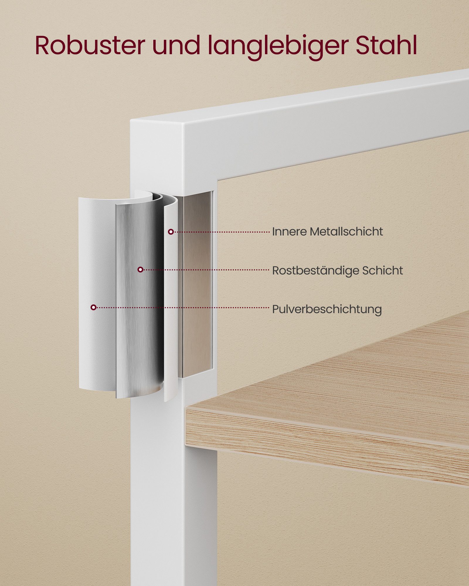 VASAGLE Bücherregal Standregal mit 5/6 Ebenen, aus Stahl, Lagerregal, 6 Ebenen, Bücherregal, Stahlrahmen – Bild 5 von 5