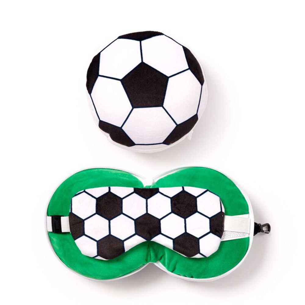 Puckator Reisekissen und Schlafmaske Fußball, Plüsch, 1-tlg., Kopfkissen, ca. 15 x 28 x 7 cm (geöffnet)