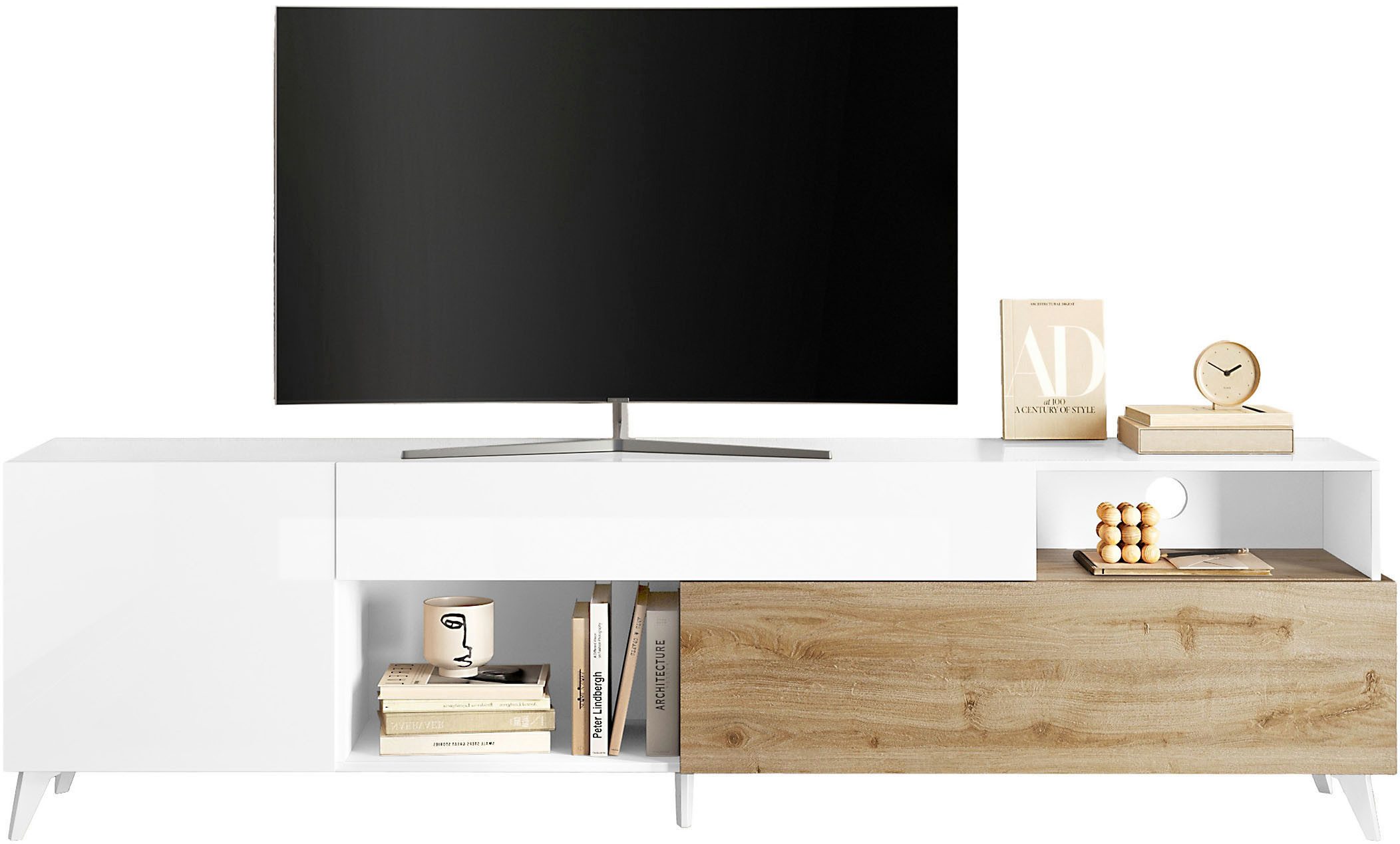 Home affaire Lowboard Monaco in Breite 241 cm, TV-Schrank mit Tür, Klappe und Schubkasten, Mediaboard – sanft schließend, edel, mit Kabelkanal, spürbar geräumig