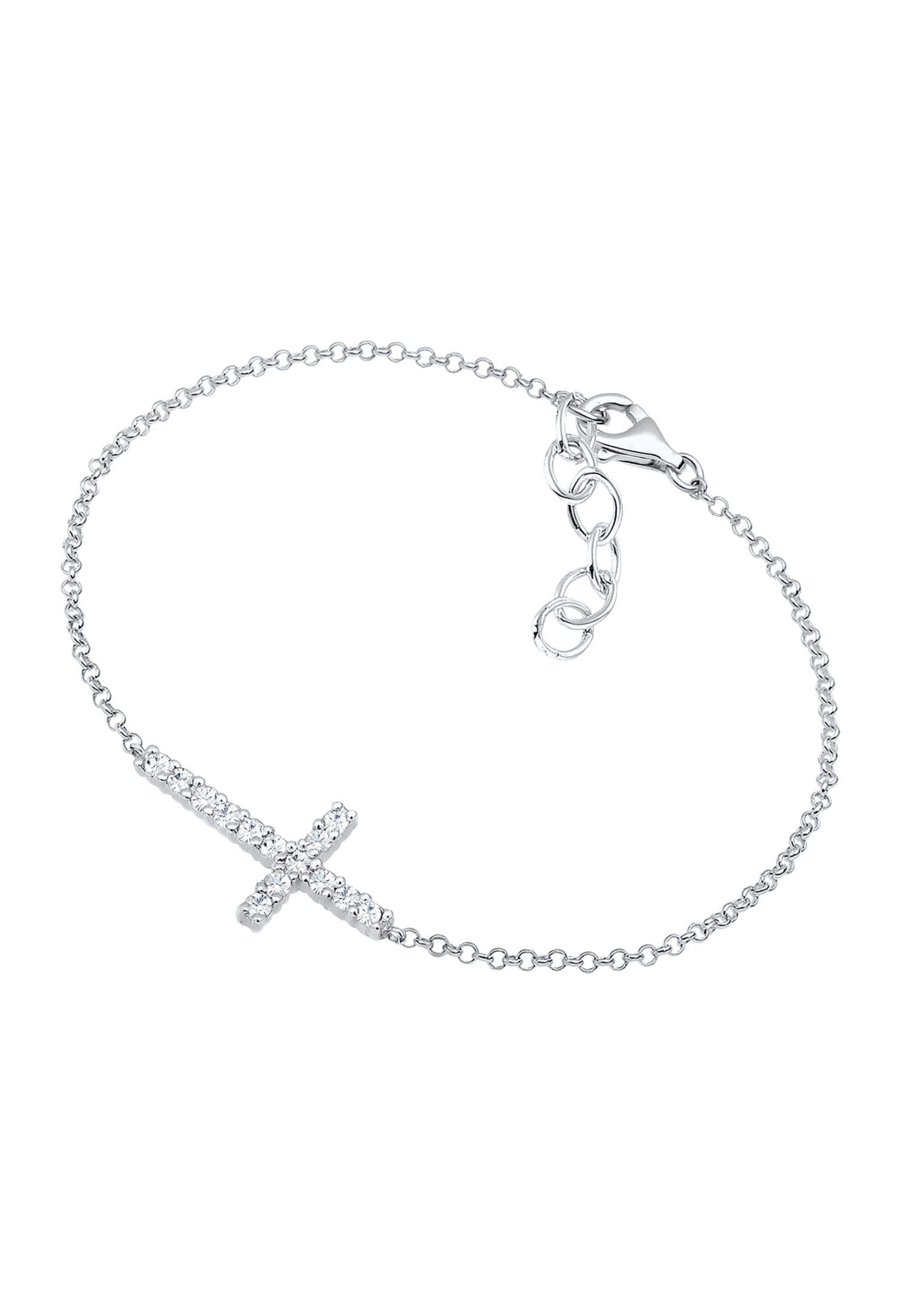 Elli Armband Elegant Glaube 925 Silber Funkelnd Kristalle Kreuz