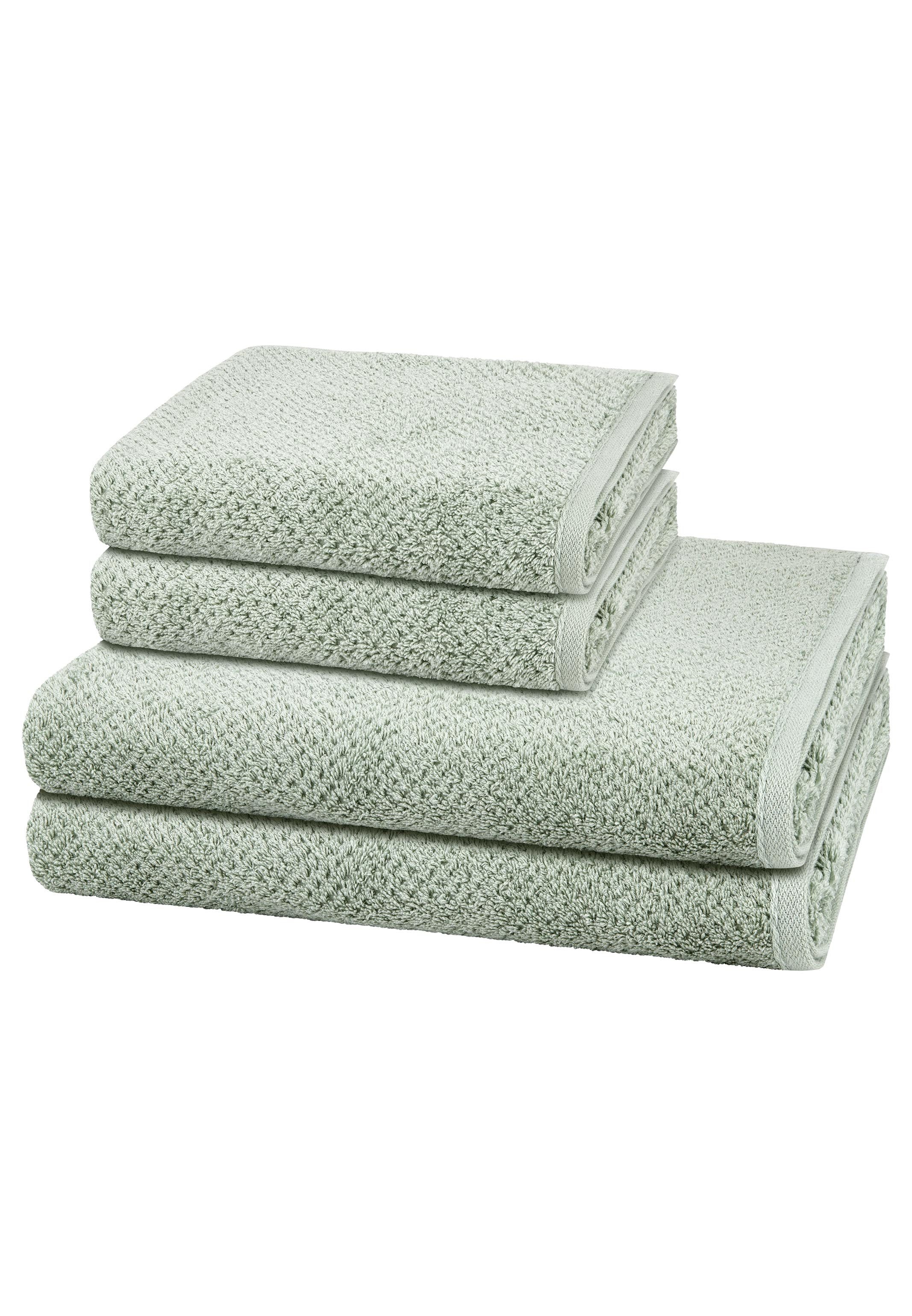 Cawö Handtuch Set Pure, Walkfrottee (Spar-Set, 4-St), 2 X Handtuch 2 X Duschtuch im Set - Baumwolle - Saugstark