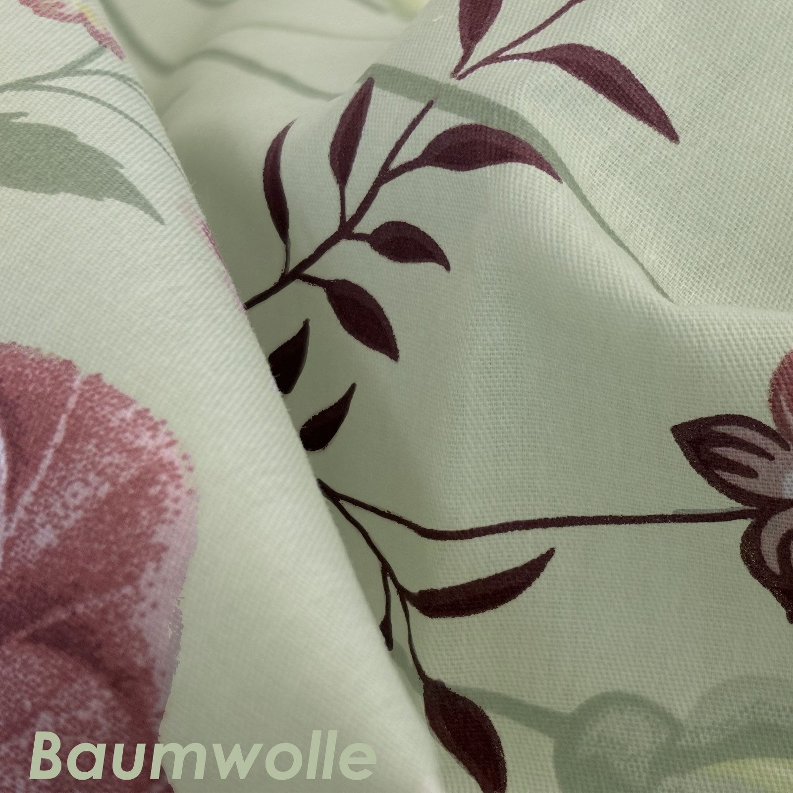 KEAYOO Bettwäsche Blumenbettwäsche 135x200cm Bettbezug 80x80cm Kissenbezug, 2 teilig, Roten Grün Baumwolle Bettwäsche mit Reißverschluss