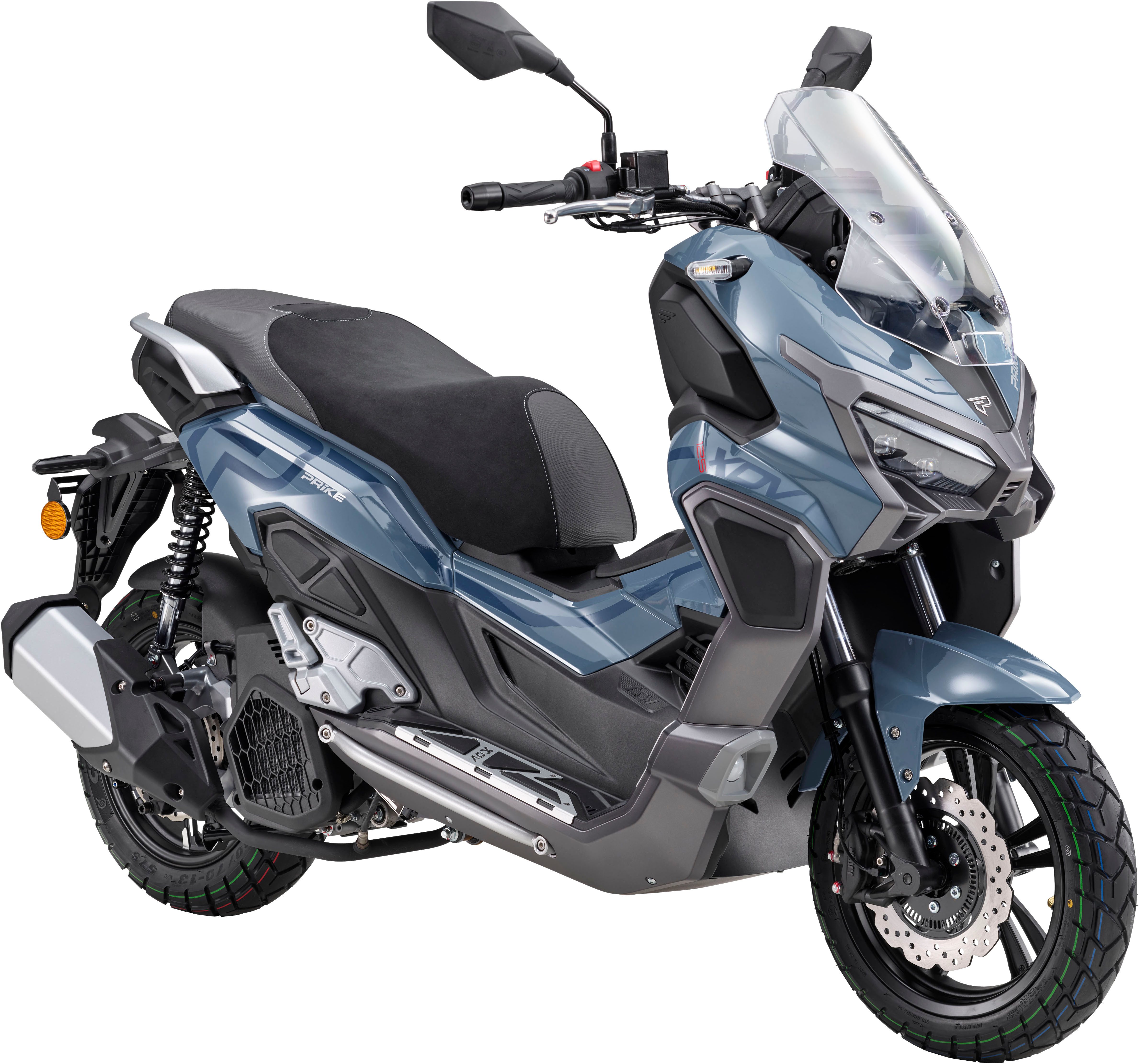 PRIKE Motorroller PRIKE XDV 125, E5+, Adventure, ADV Roller, 125 ccm, 95 km/h, Euro 5+, ABS, Windschutz, Heizgriffe, USB, EFI, digitales Display
