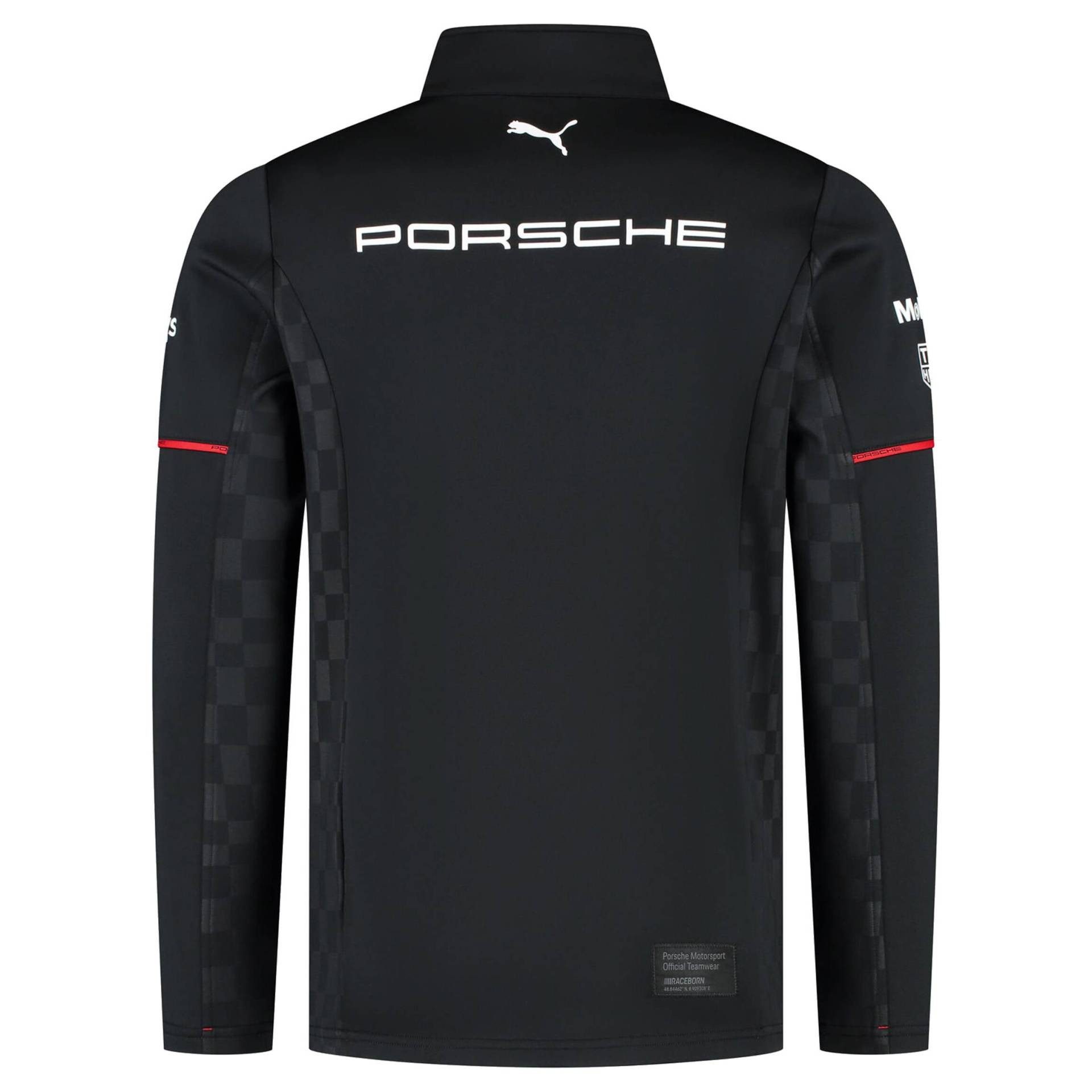 Porsche Motorsport Stehkragenpullover Team Pullover Schwarz mit Rückenaufdr günstig online kaufen