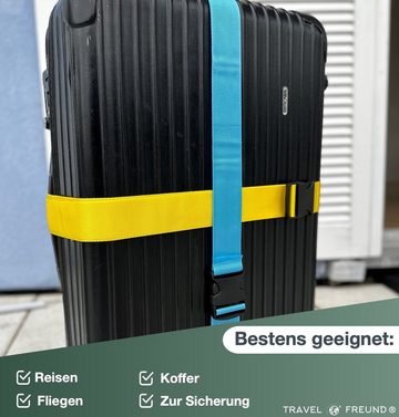 Travelfreund® Koffergurt 4er Kofferband Set bunt - Koffergurte für Koffer & Gepäck zum Reisen, (Set, 4-tlg., 4x Kofferband), 4 bunte Farben