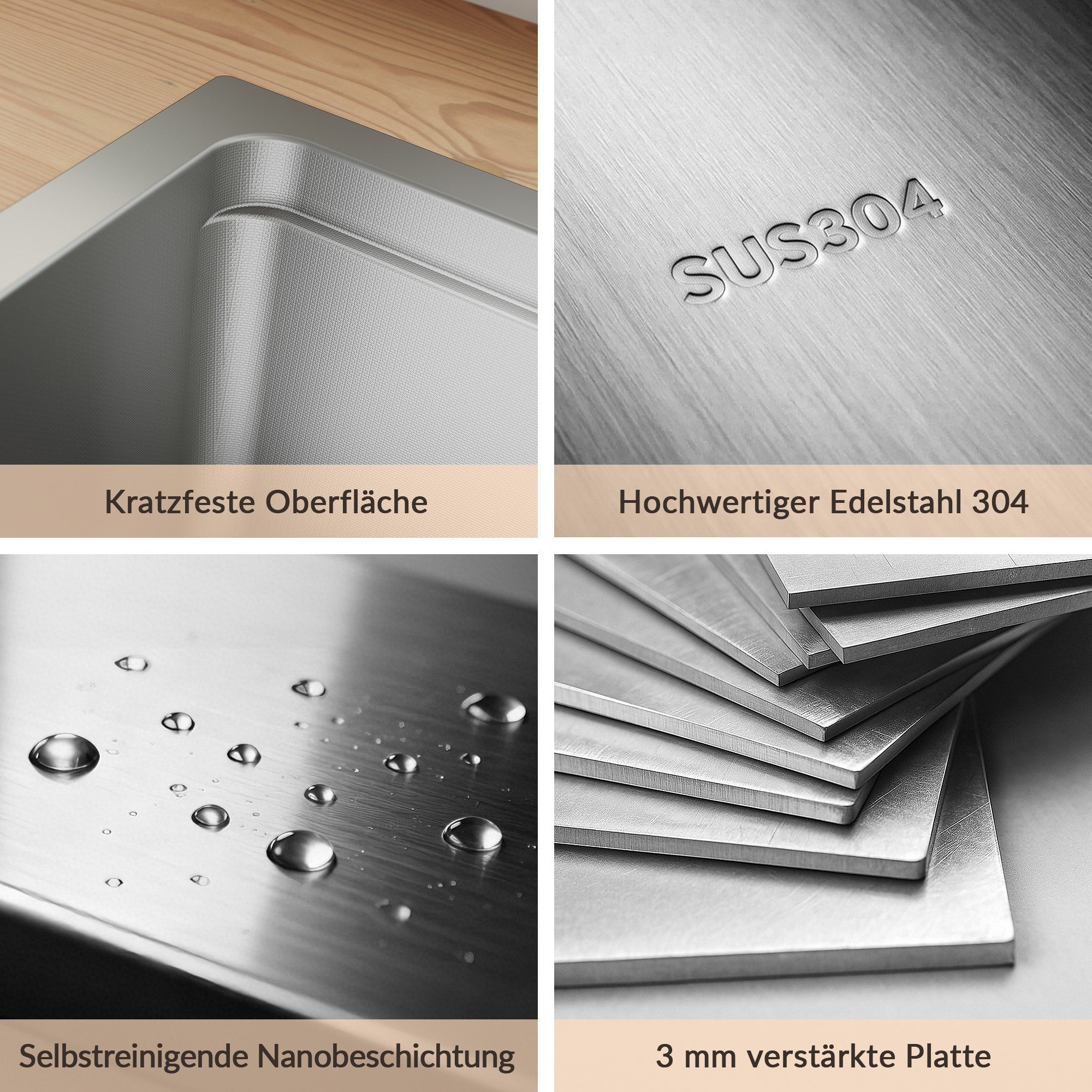 SONNI Küchenspüle Spülbecken Küchenspüle/Waschbecken küche Edelstahlspüle, Schmaler Rand, 70/24.5 cm, Dreieckiger Spülen-Siebkorb