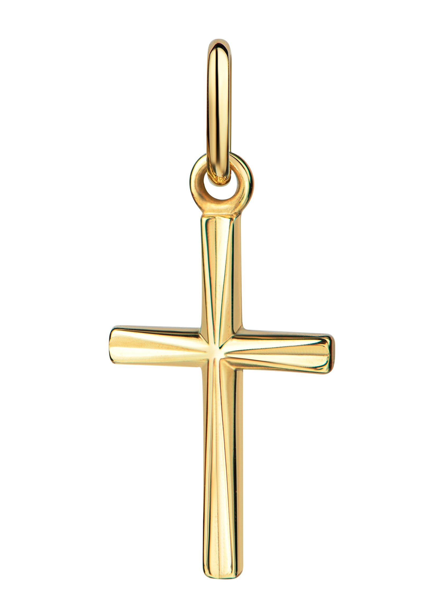 JEVELION Kreuzanhänger kleiner Kreuz Anhänger 333 Gold (Goldkreuz, für Damen), Goldenes Kreuz - Made in Germany